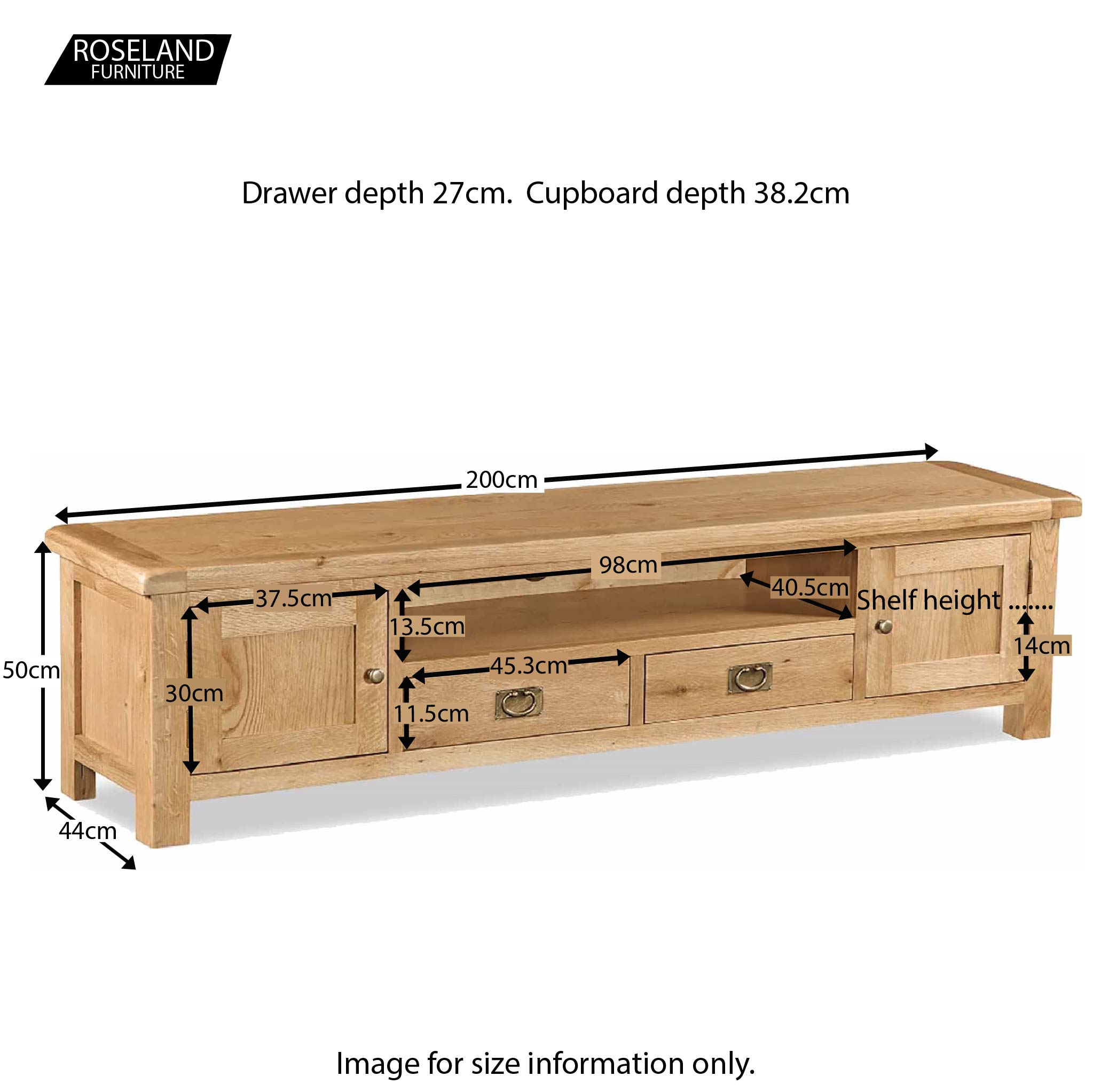 Zelah Oak Extra Wide TV Unit 200cm