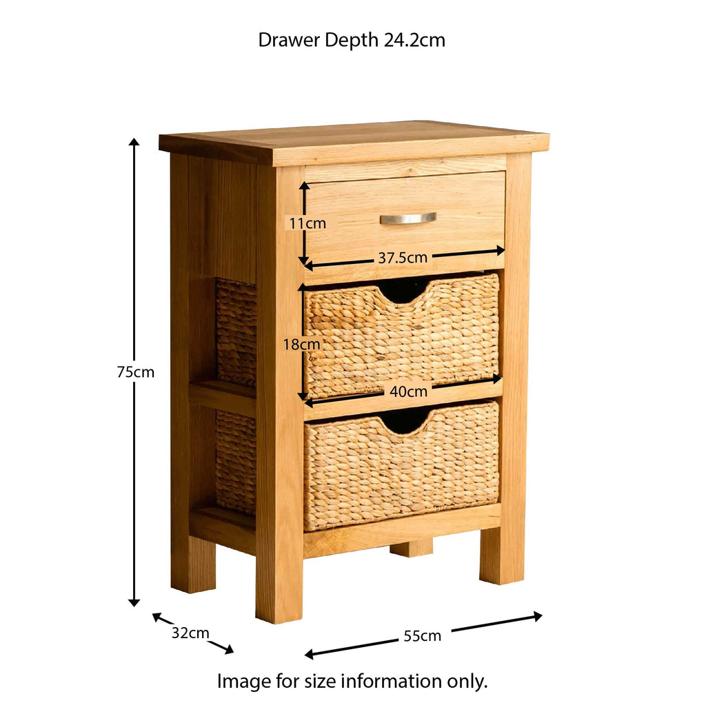 London Oak Telephone Table with Baskets