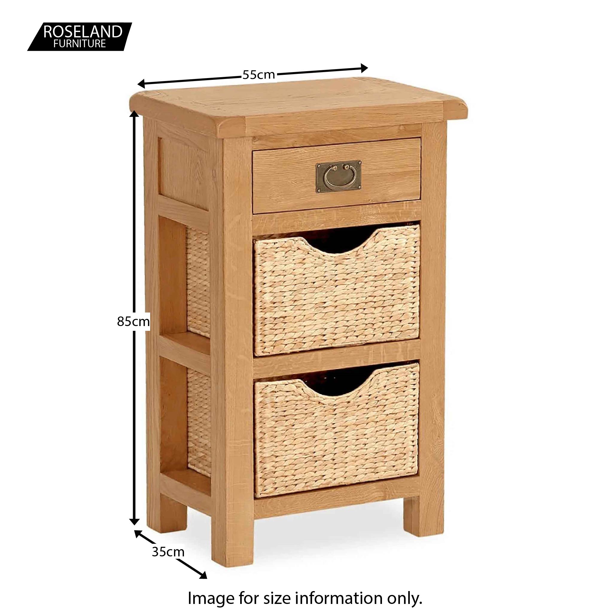 Zelah Oak Telephone Table with Baskets