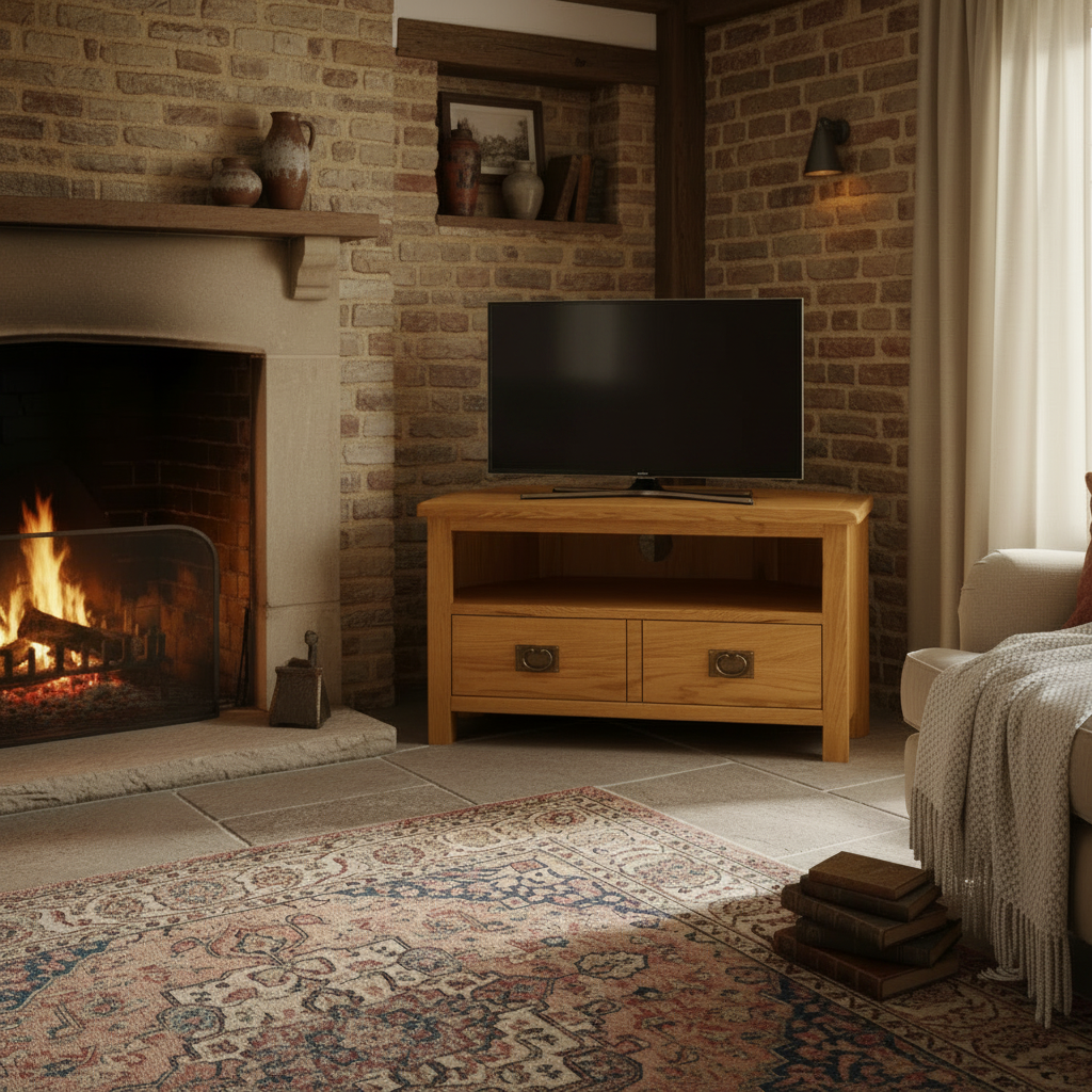 Lanner Oak Corner TV Stand