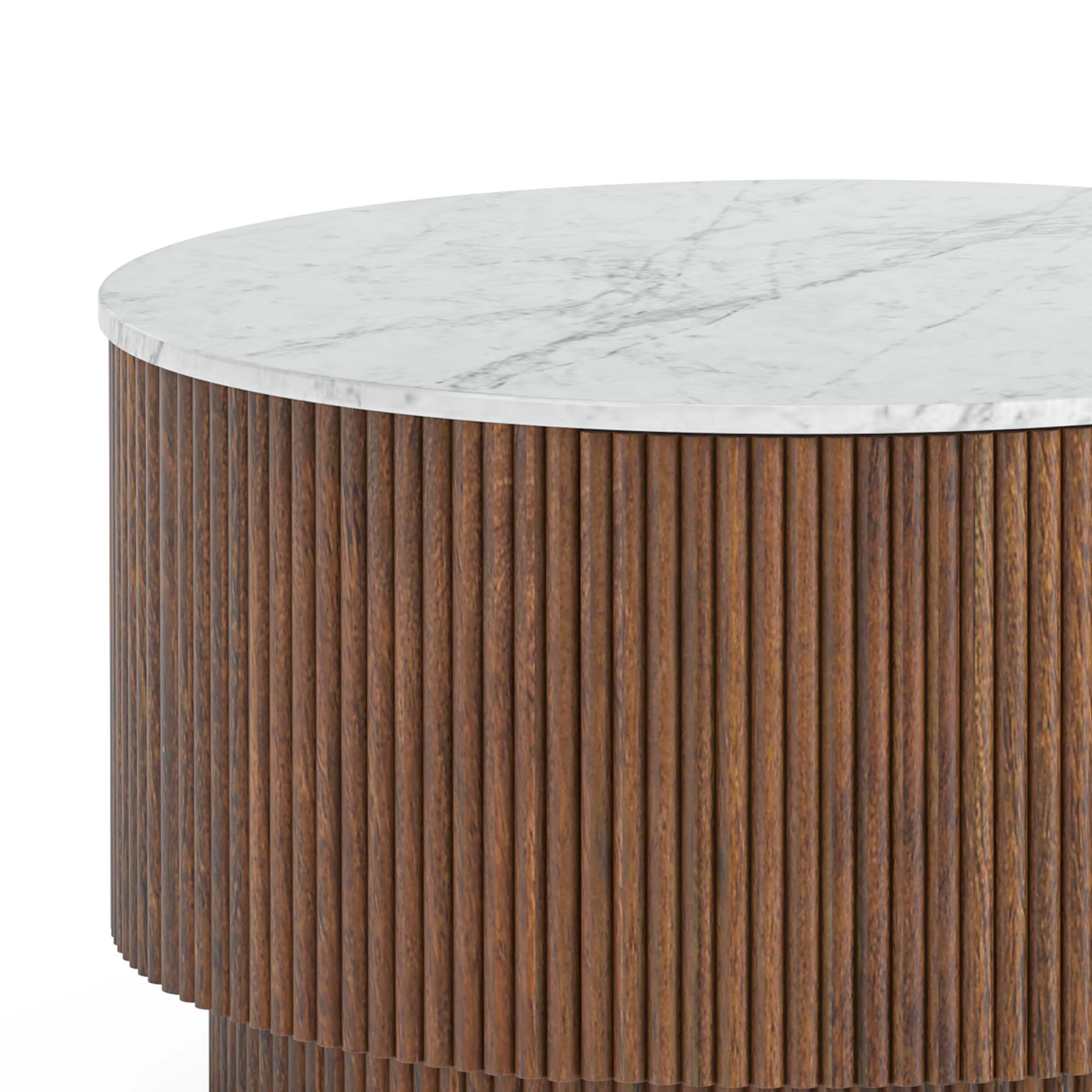 Milo Mango & Marble Round Fluted Coffee Table
