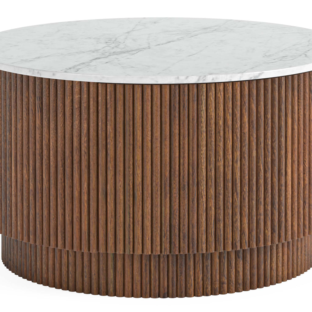 Milo Mango & Marble Round Fluted Coffee Table