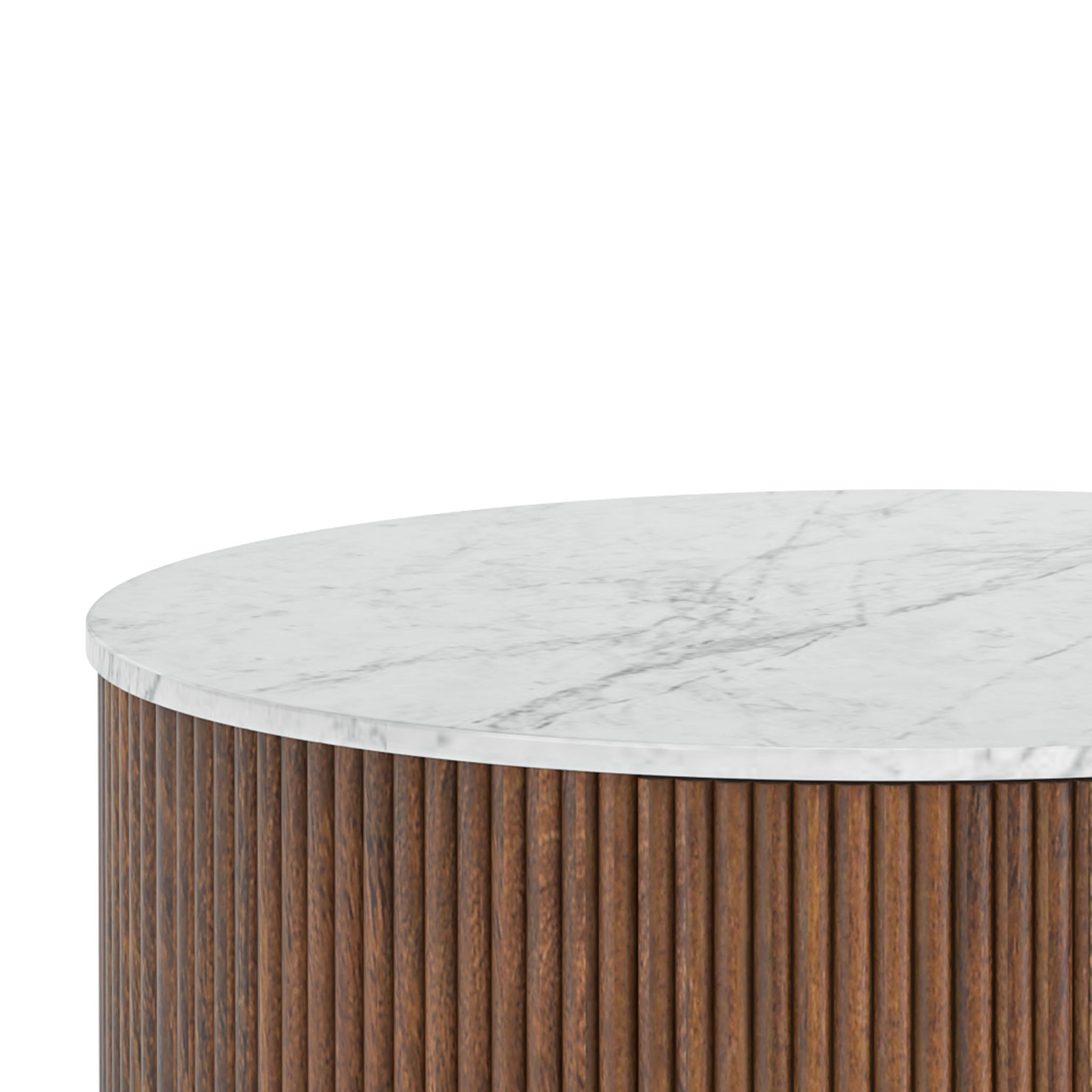 Milo Mango & Marble Round Fluted Coffee Table