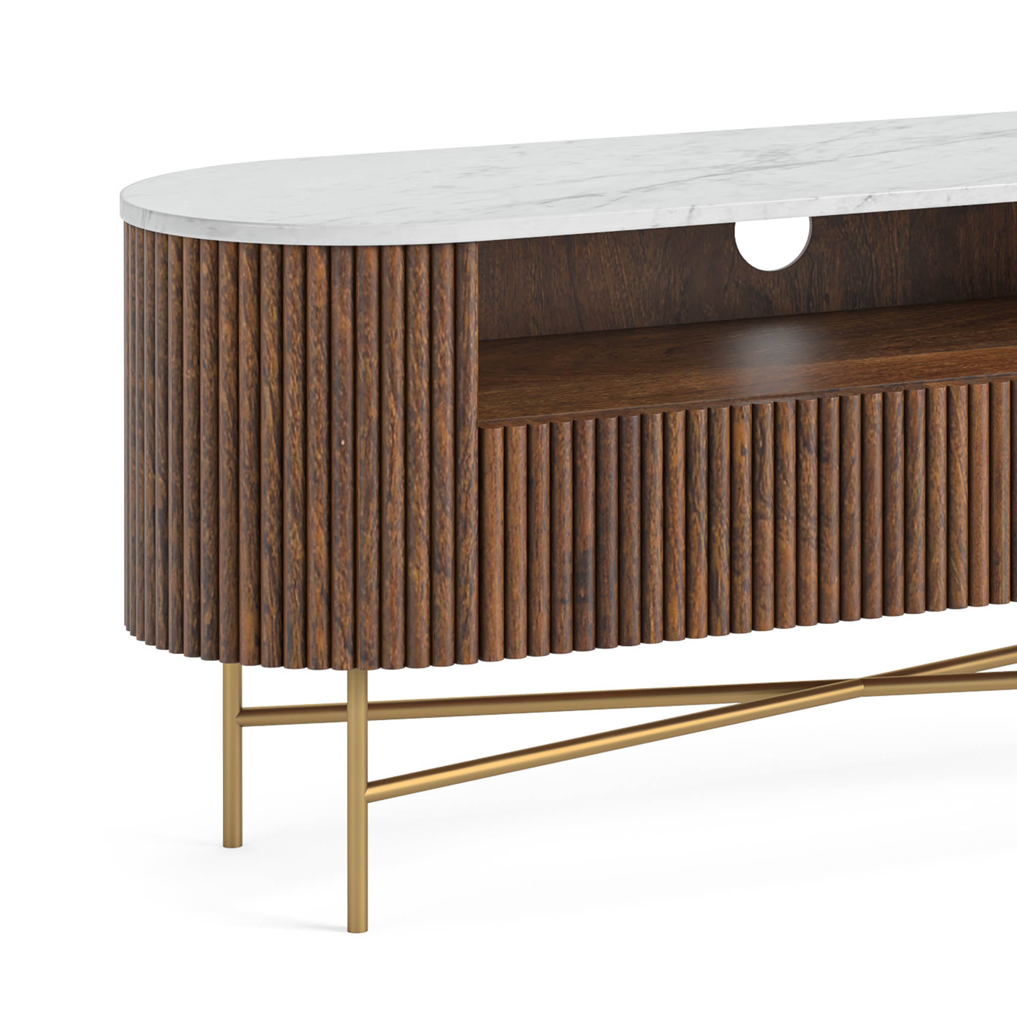 Milo Mango & Marble Fluted TV Media Unit