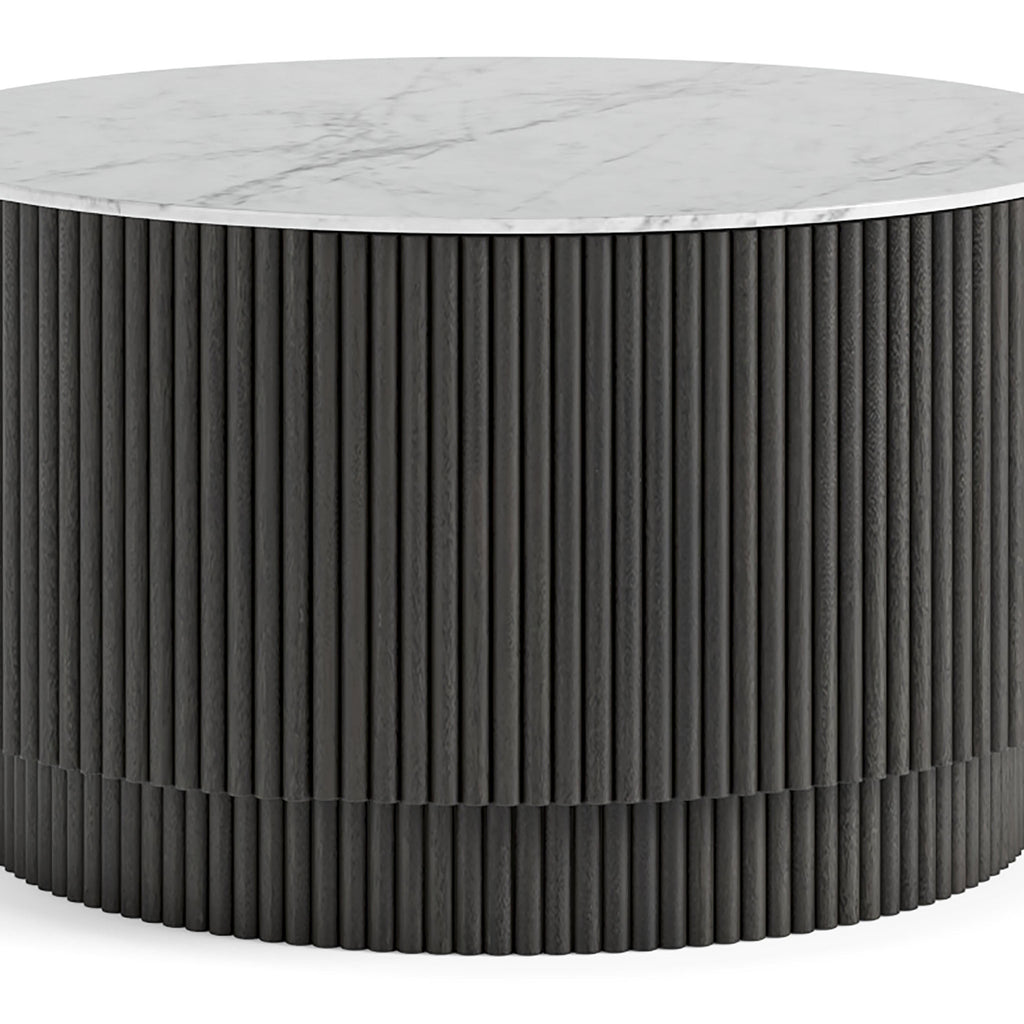 Milo Mango & Marble Round Fluted Coffee Table