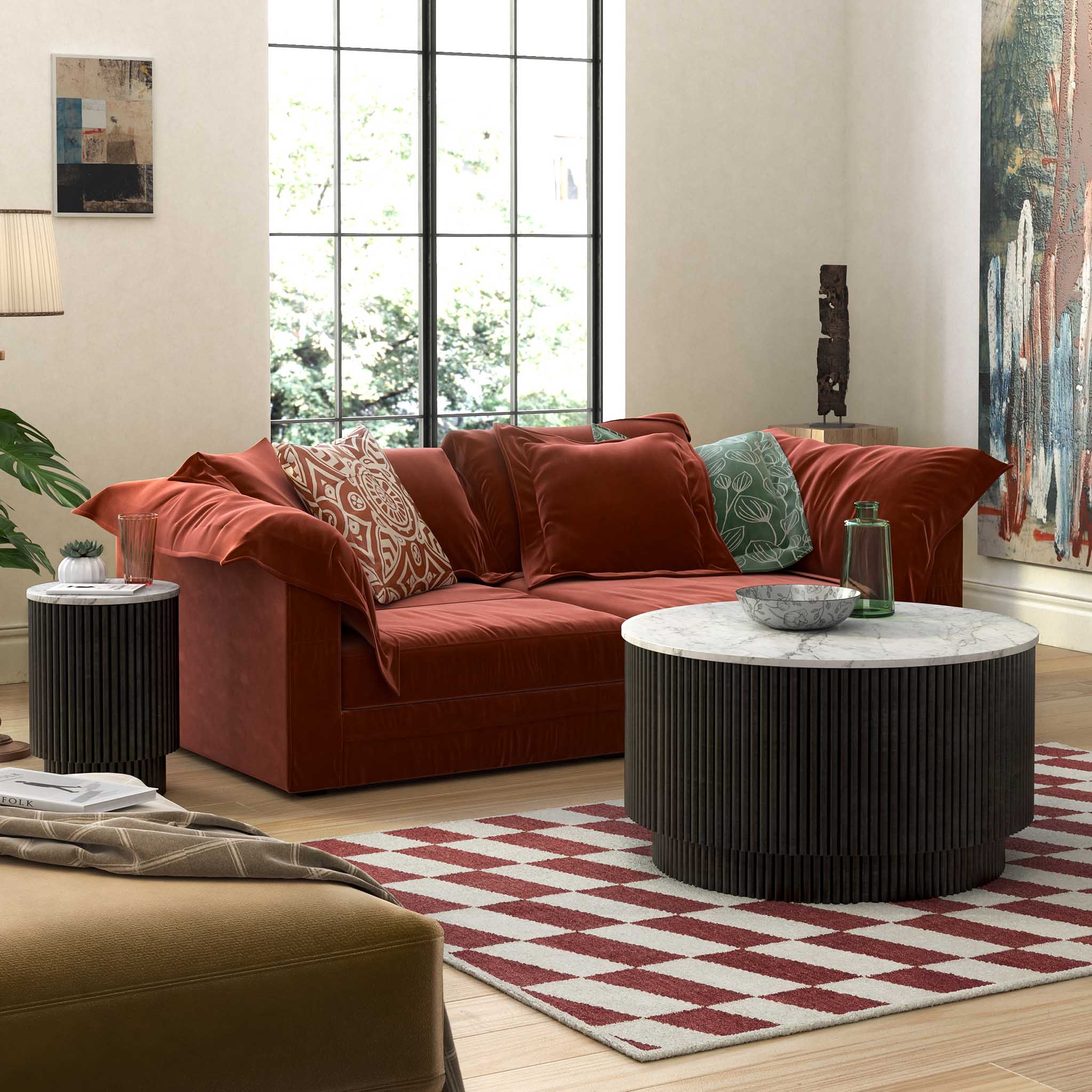 Milo Mango & Marble Round Fluted Coffee Table