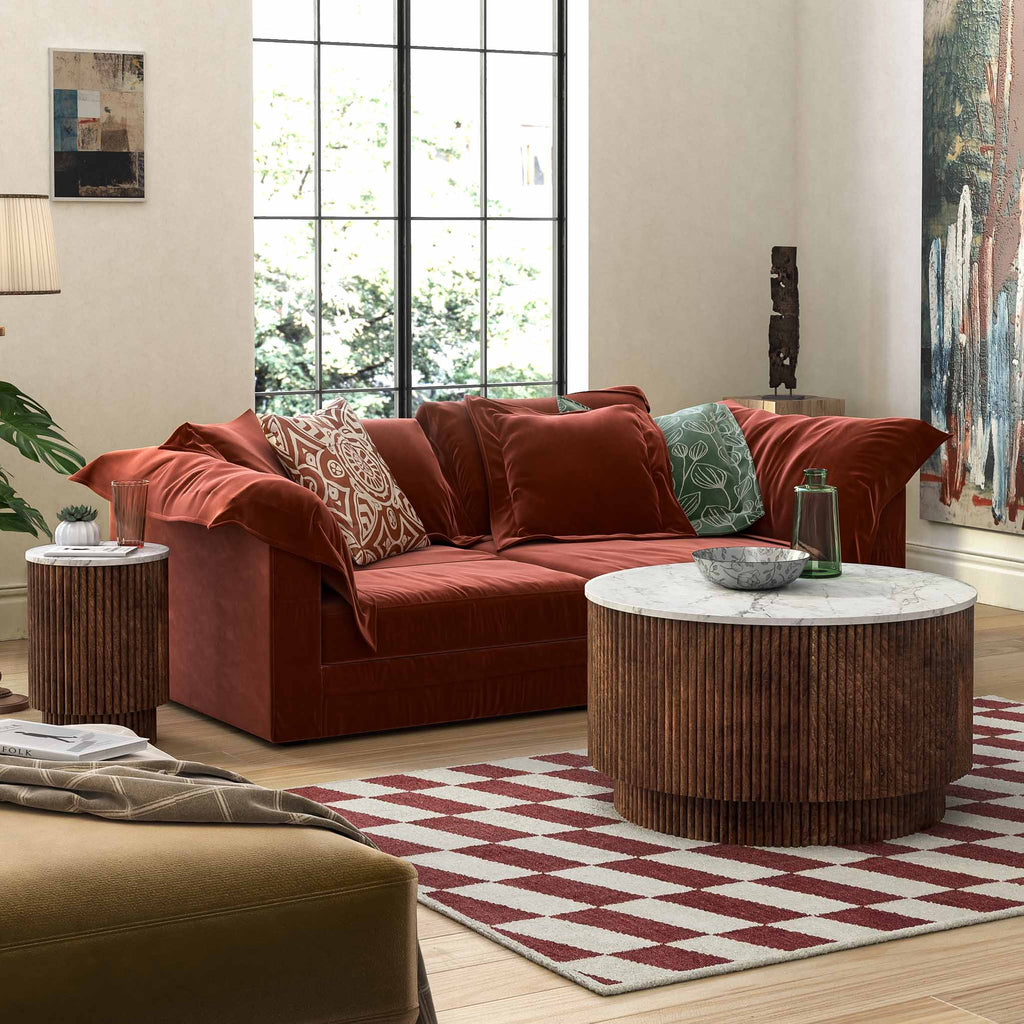 Milo Mango & Marble Round Fluted Coffee Table
