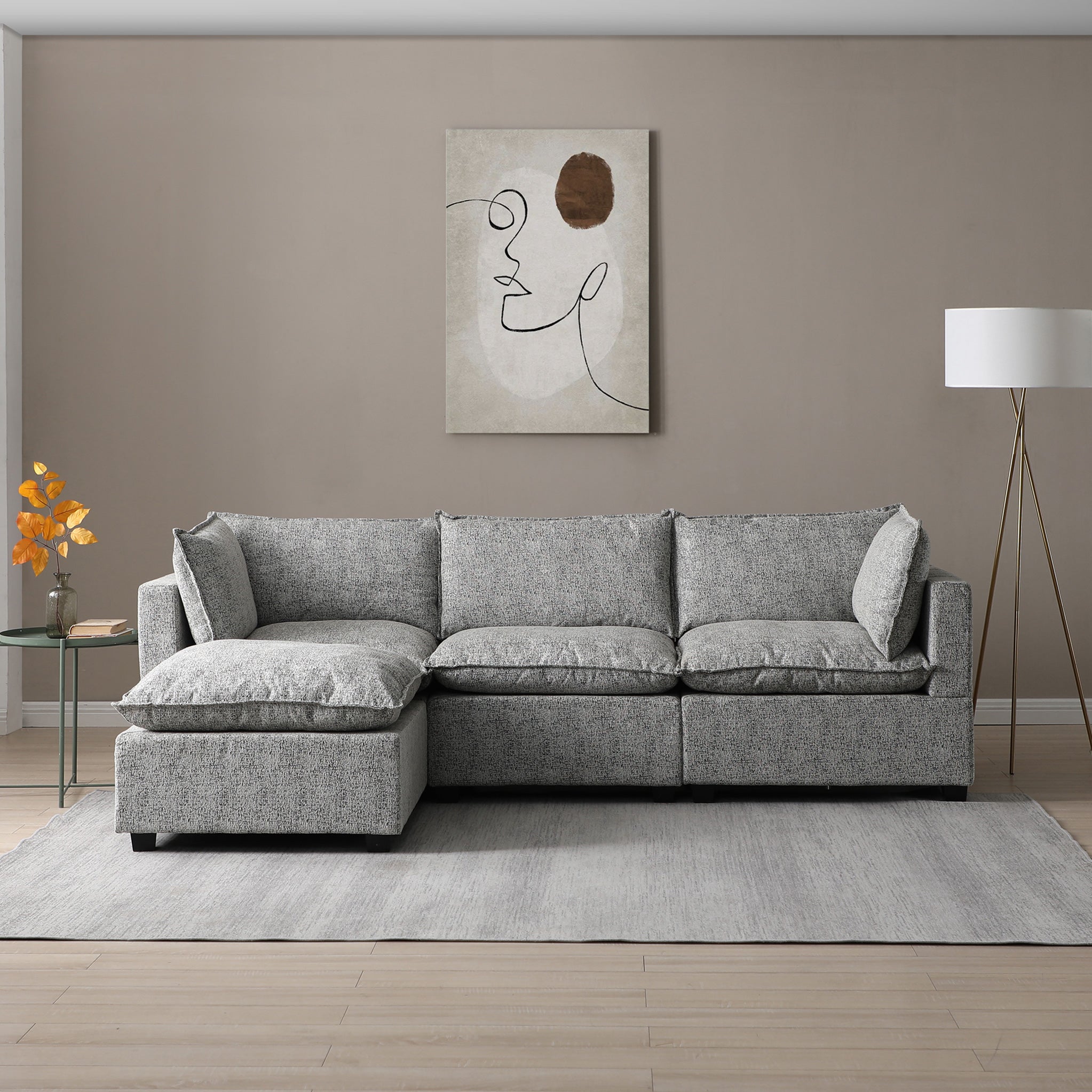 Hampton 3 Seater Boucle Chaise Sofa