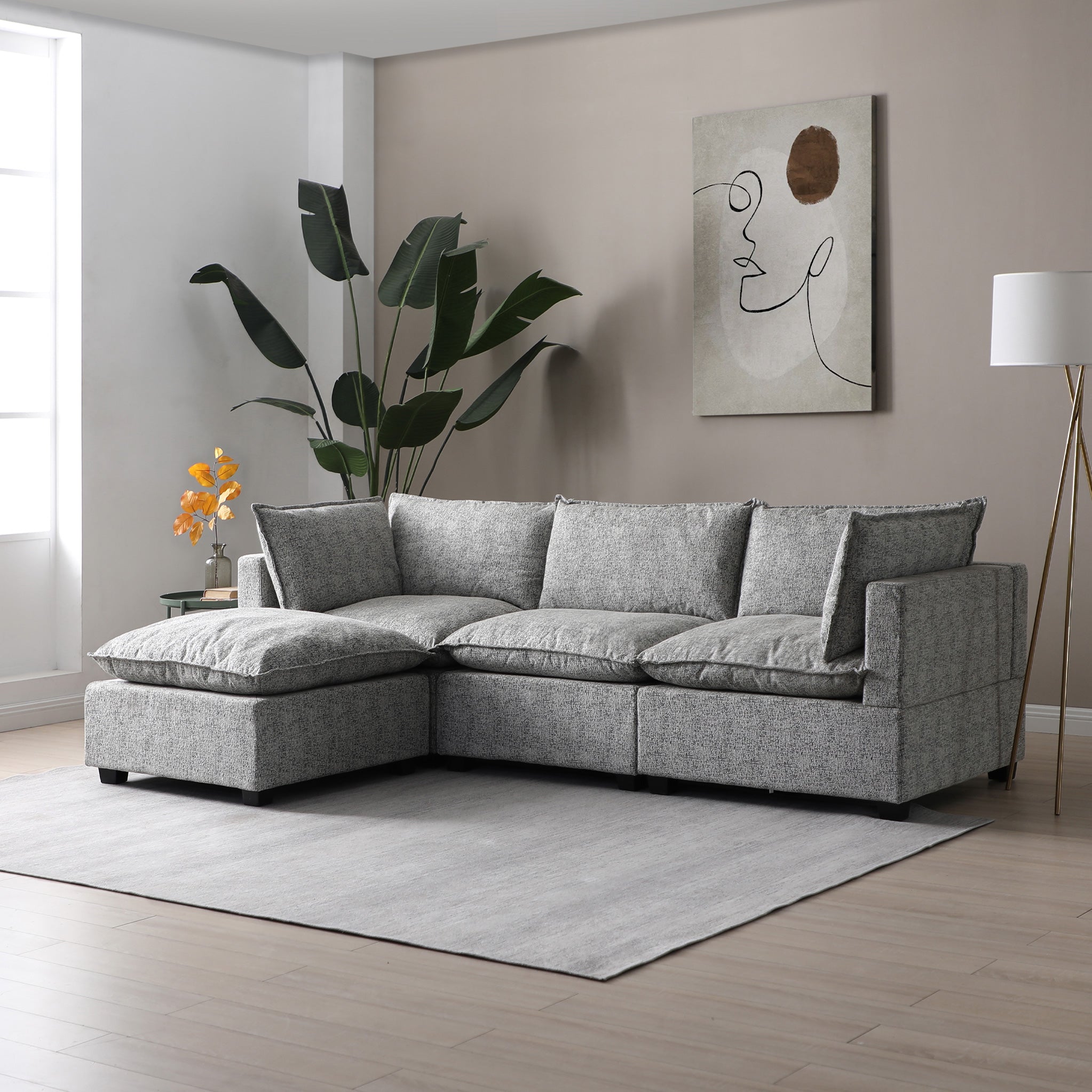Hampton 3 Seater Boucle Chaise Sofa