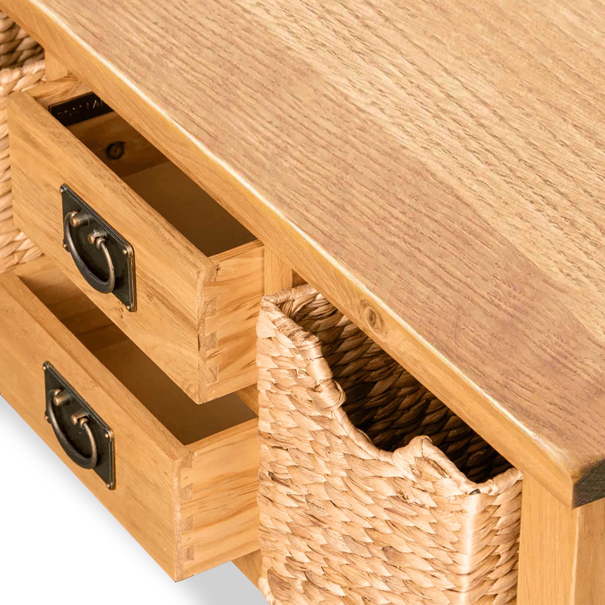 Surrey Oak Coffee Table with Baskets