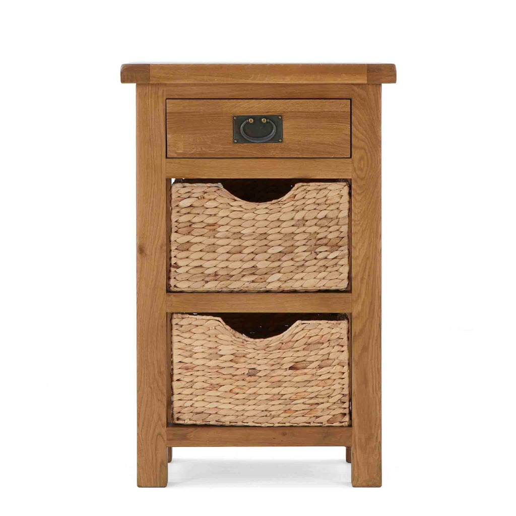 Zelah Oak Telephone Table with Baskets