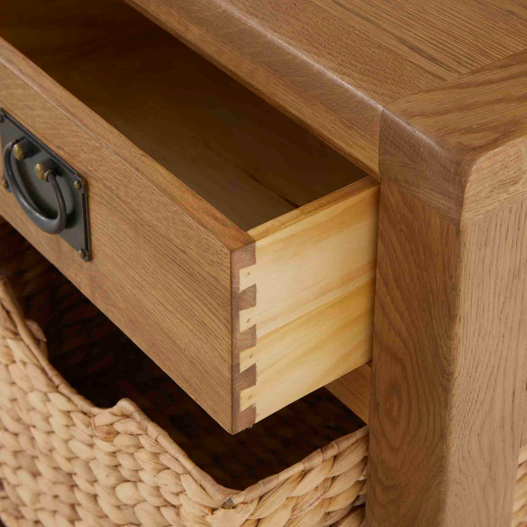 Zelah Oak Telephone Table with Baskets