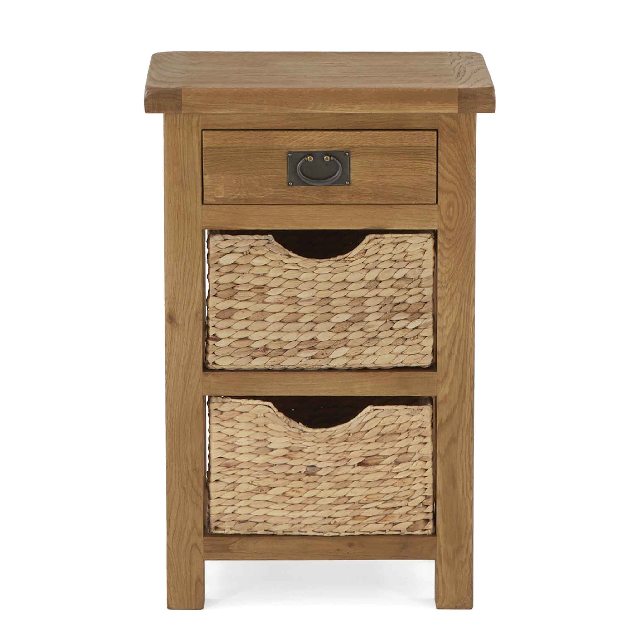 Zelah Oak Telephone Table with Baskets