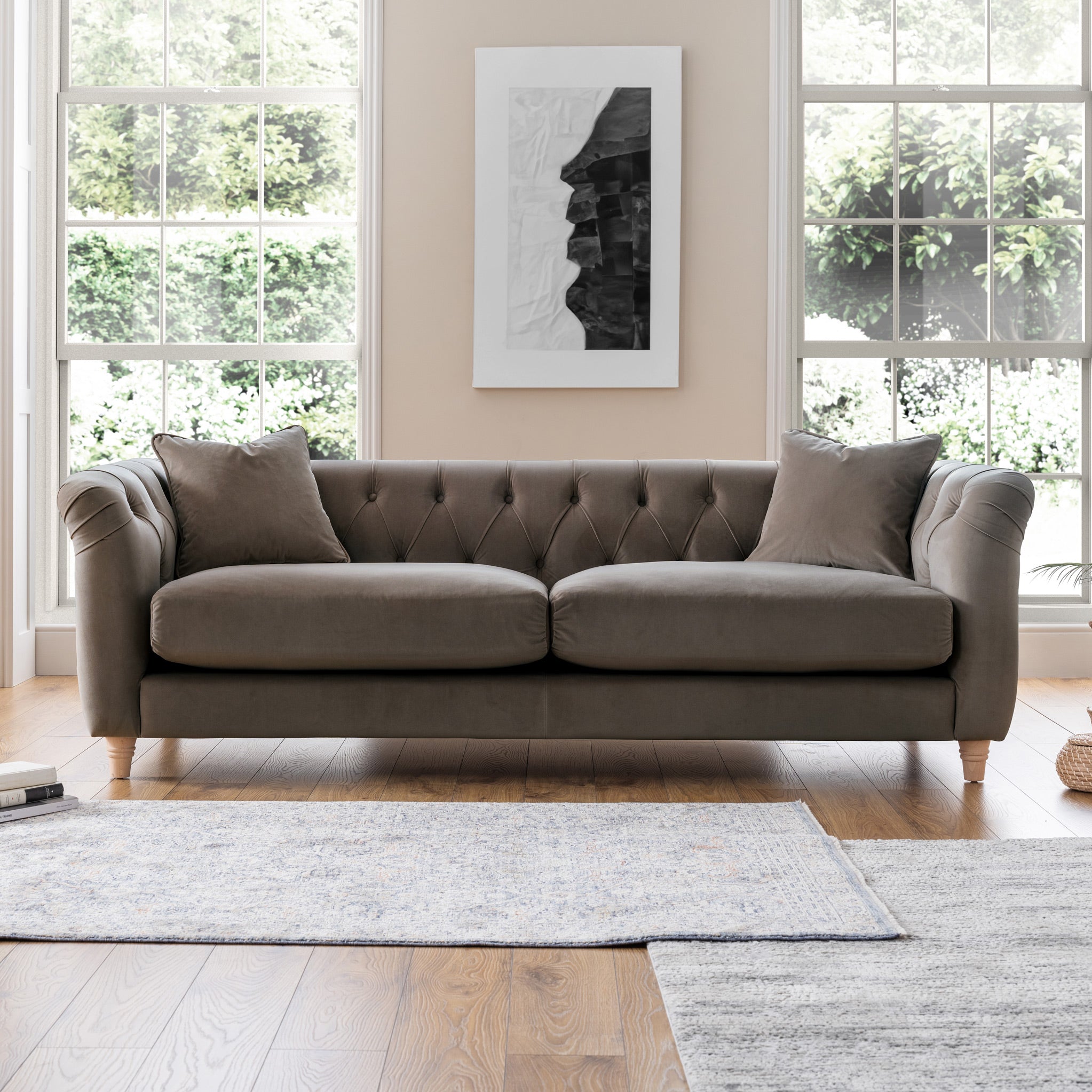 Clarence Velvet Chesterfield 3 Seater Sofa