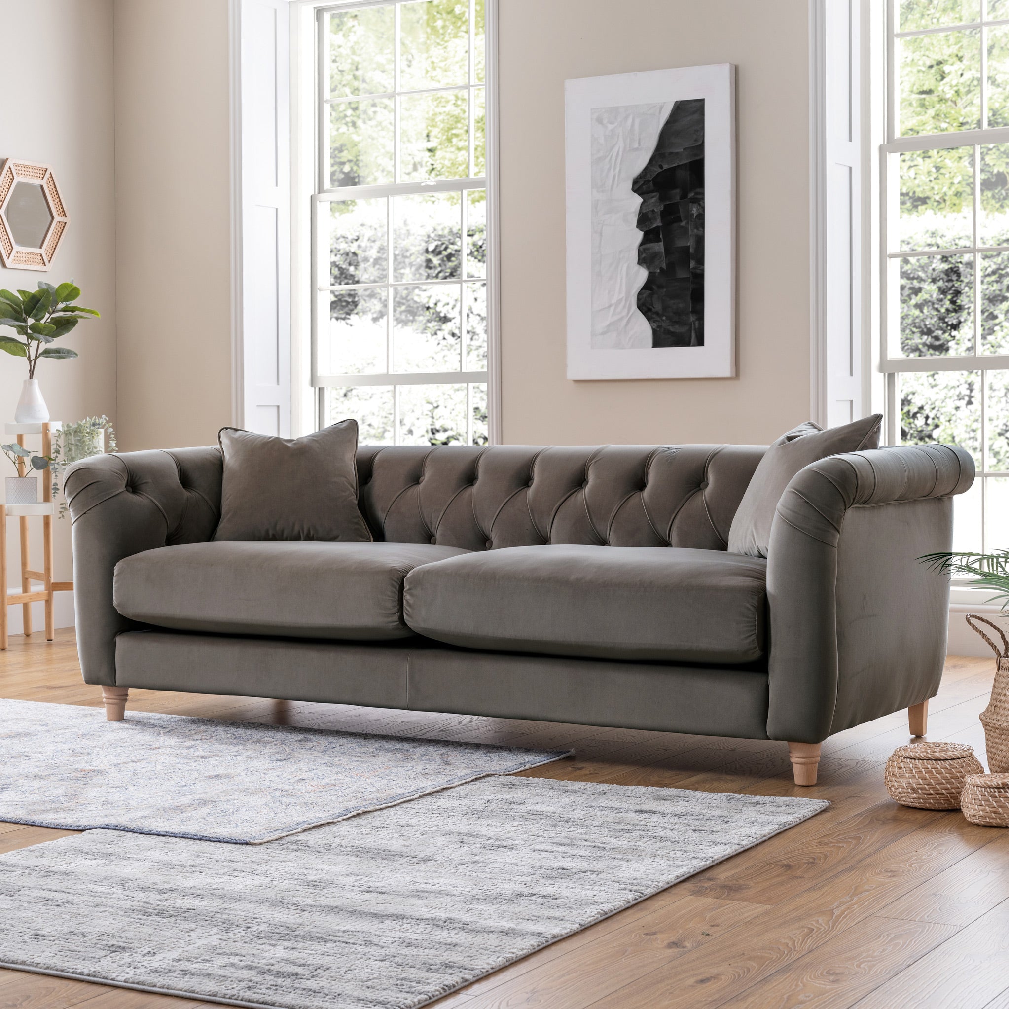 Clarence Velvet Chesterfield 3 Seater Sofa