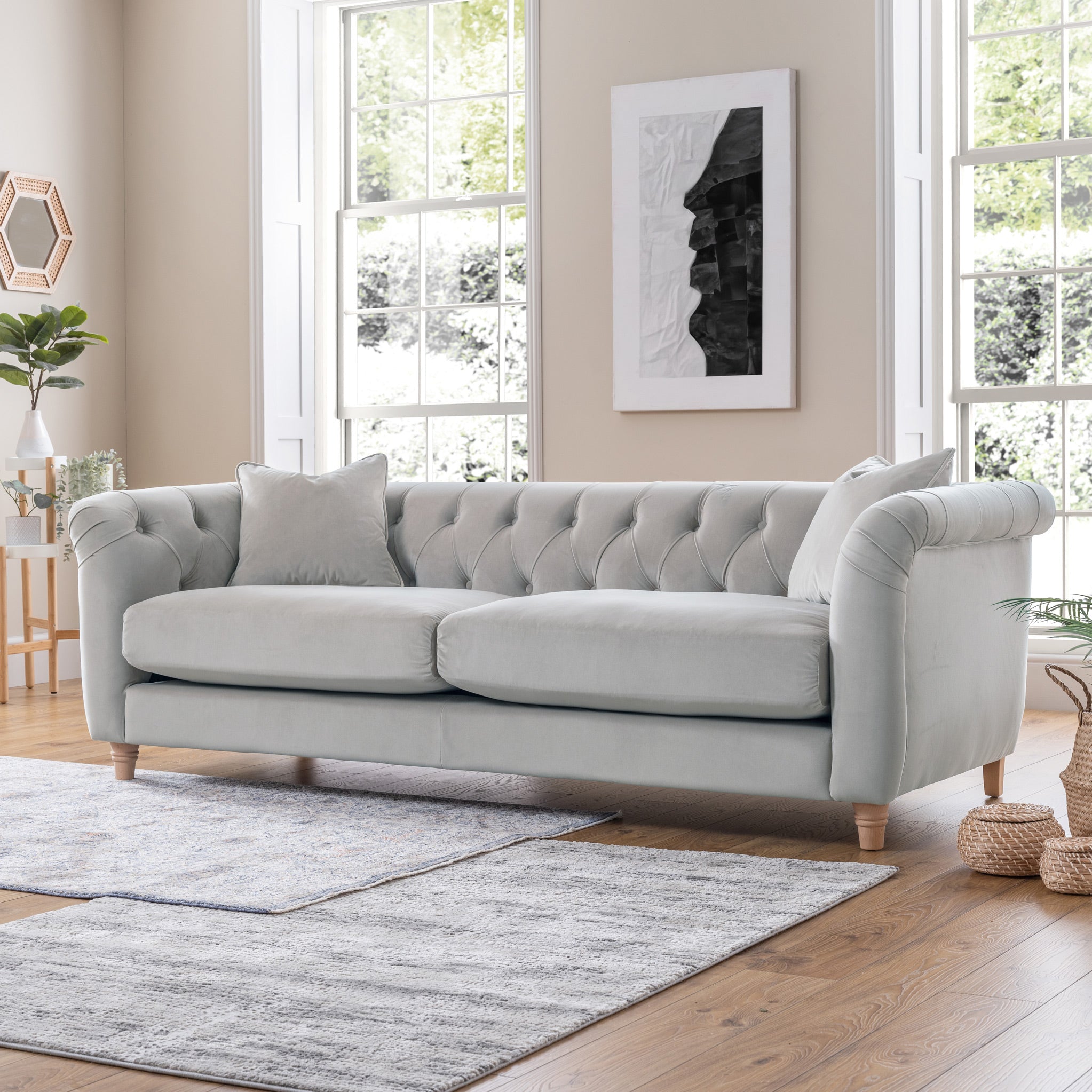 Clarence Velvet Chesterfield 3 Seater Sofa