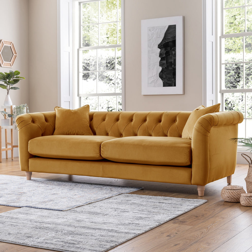 Clarence Velvet Chesterfield 3 Seater Sofa