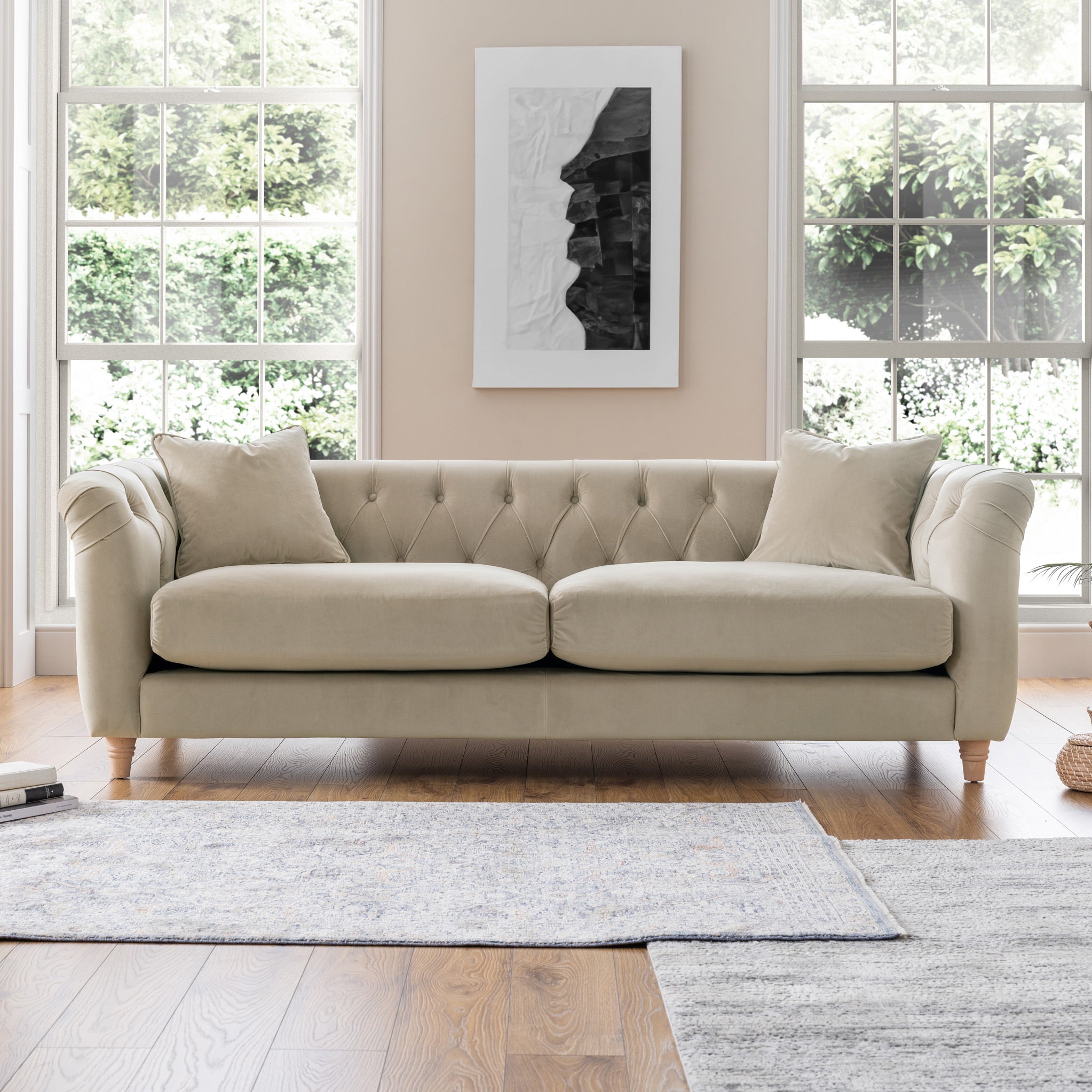 Clarence Velvet Chesterfield 3 Seater Sofa