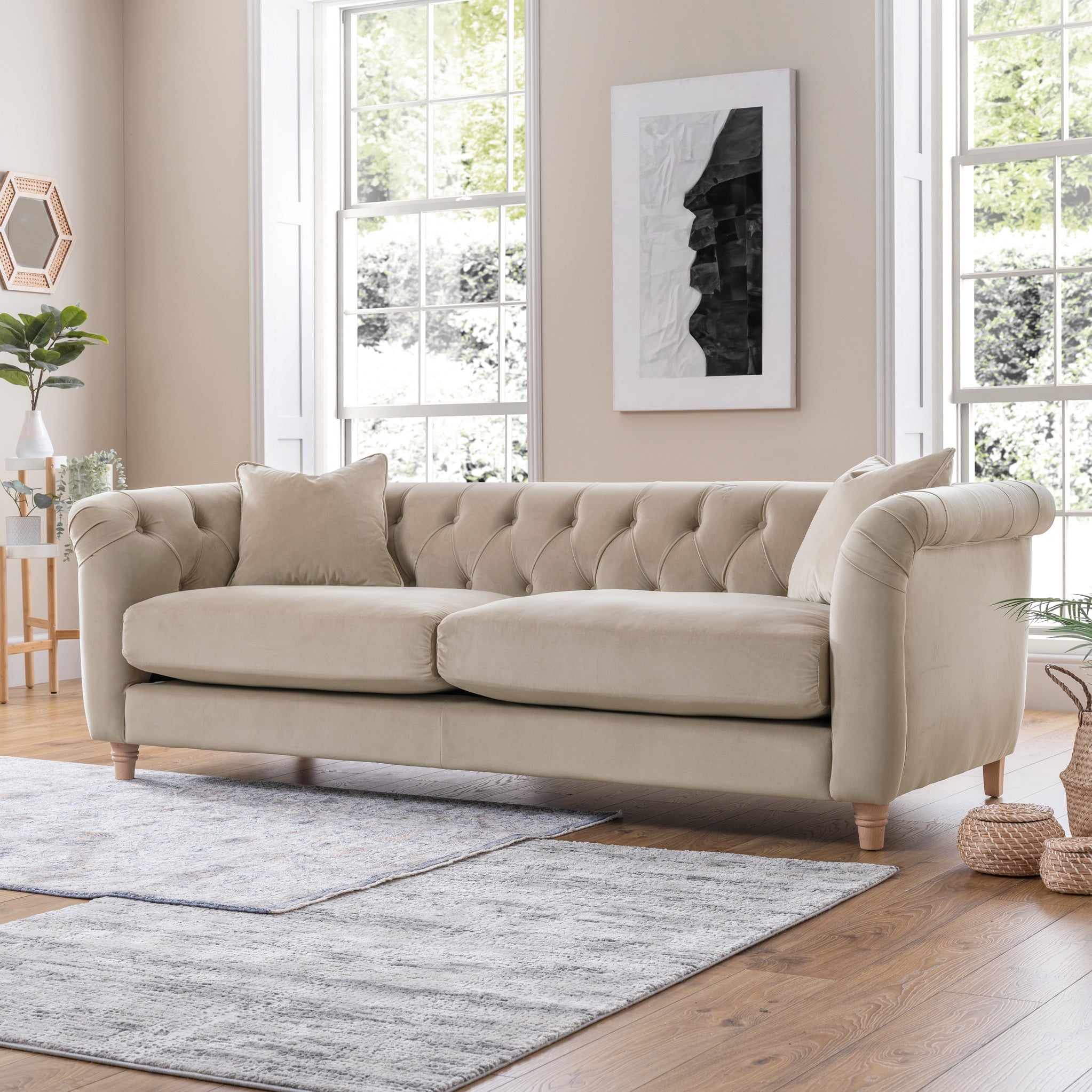Clarence Velvet Chesterfield 3 Seater Sofa