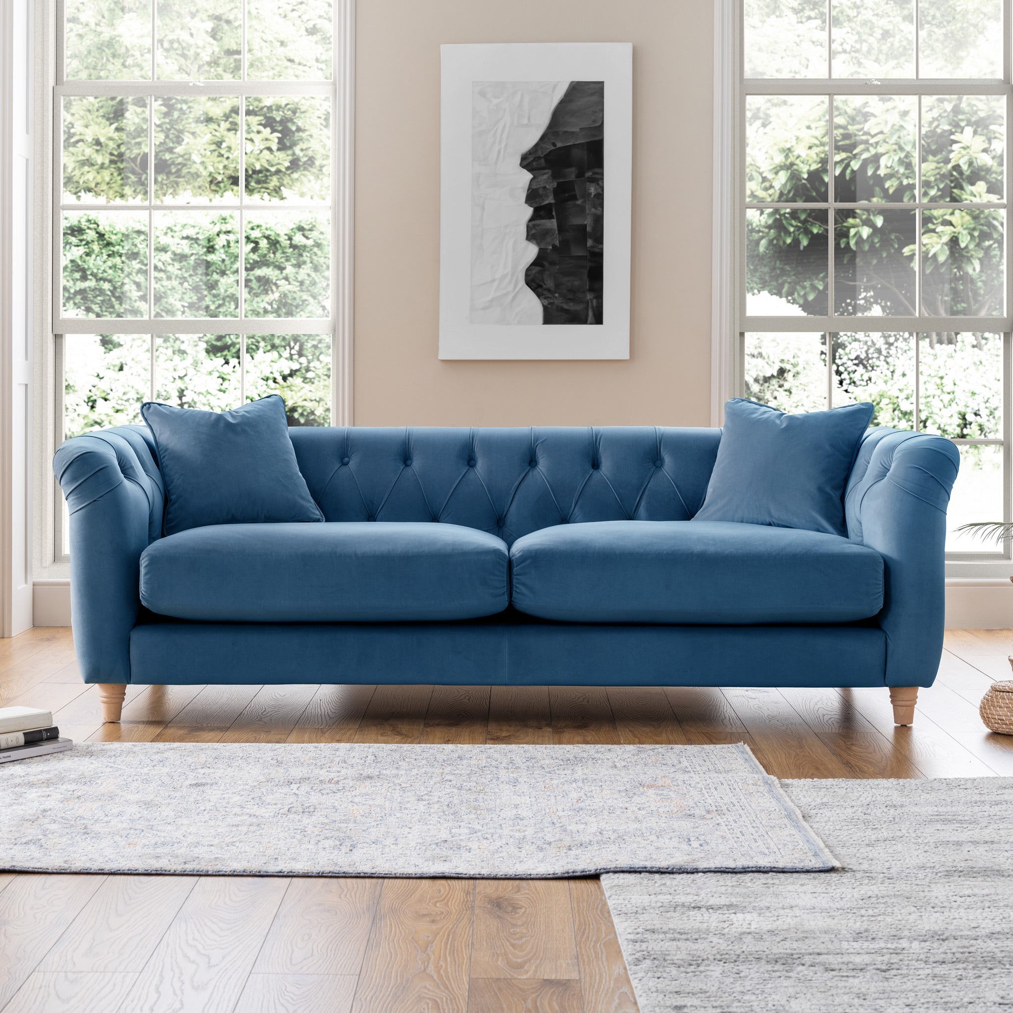 Clarence Velvet Chesterfield 3 Seater Sofa