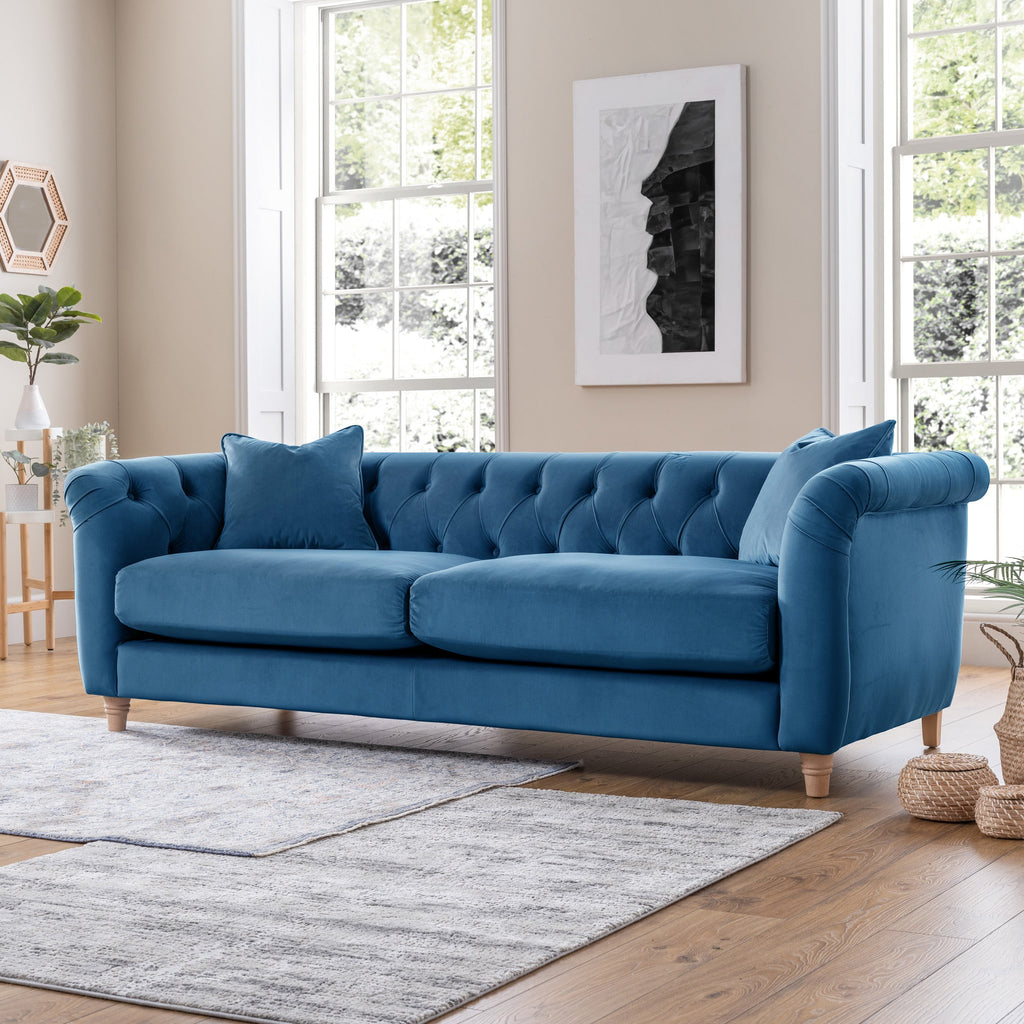Clarence Velvet Chesterfield 3 Seater Sofa