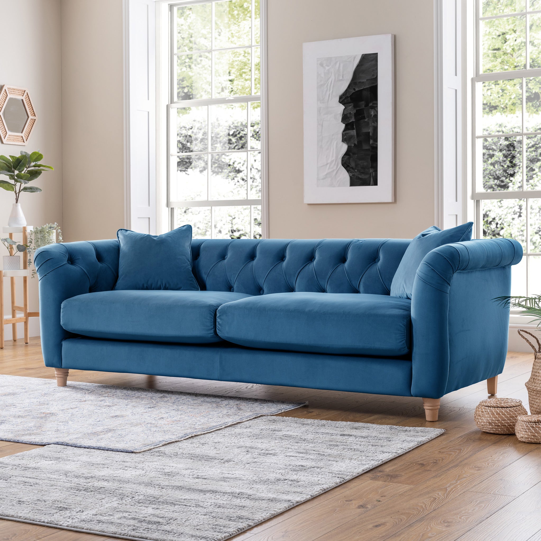 Clarence Velvet Chesterfield 3 Seater Sofa