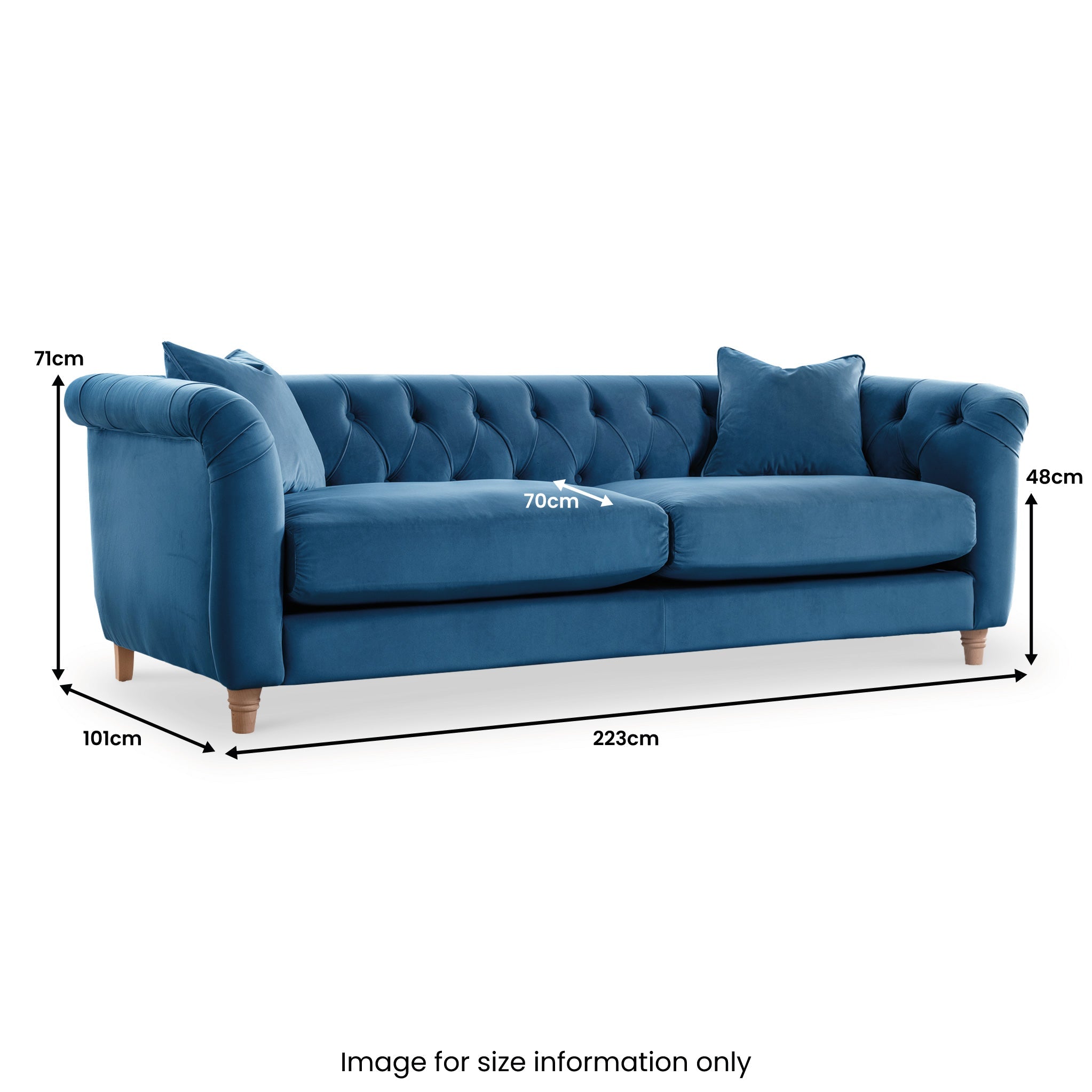 Clarence Velvet Chesterfield 3 Seater Sofa