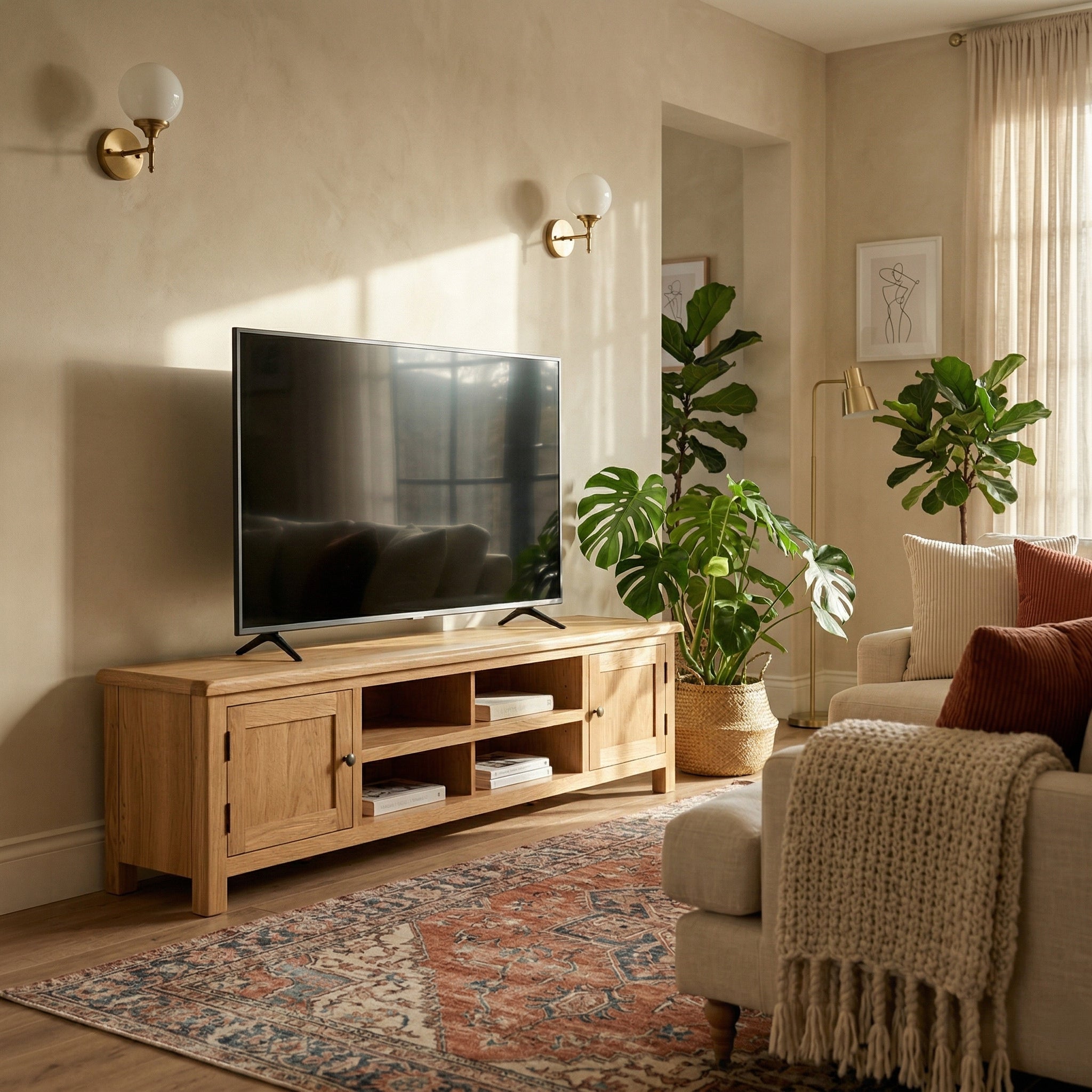 Surrey Oak 180cm Extra Wide TV Stand