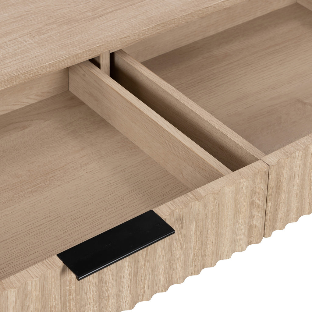 Jakob Oak 2 Drawer Grooved Coffee Table