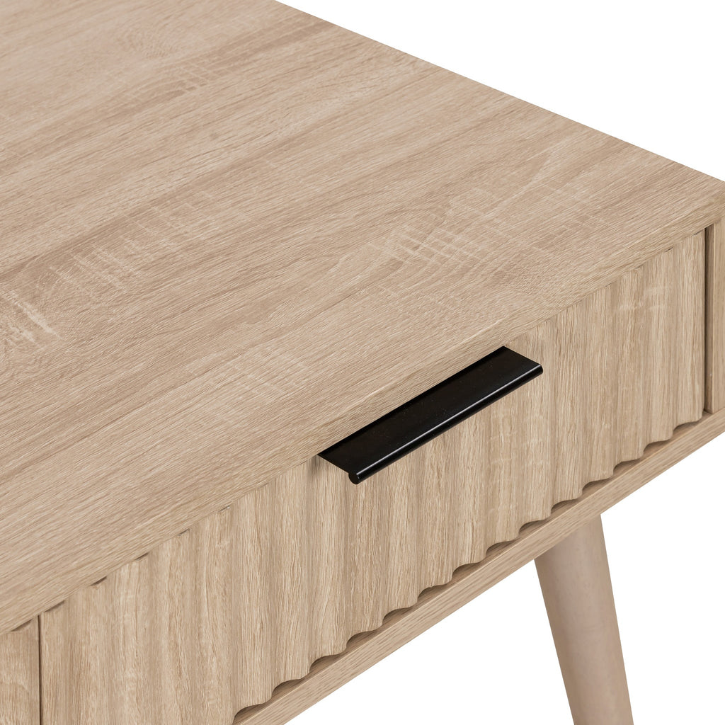 Jakob Oak 2 Drawer Grooved Coffee Table