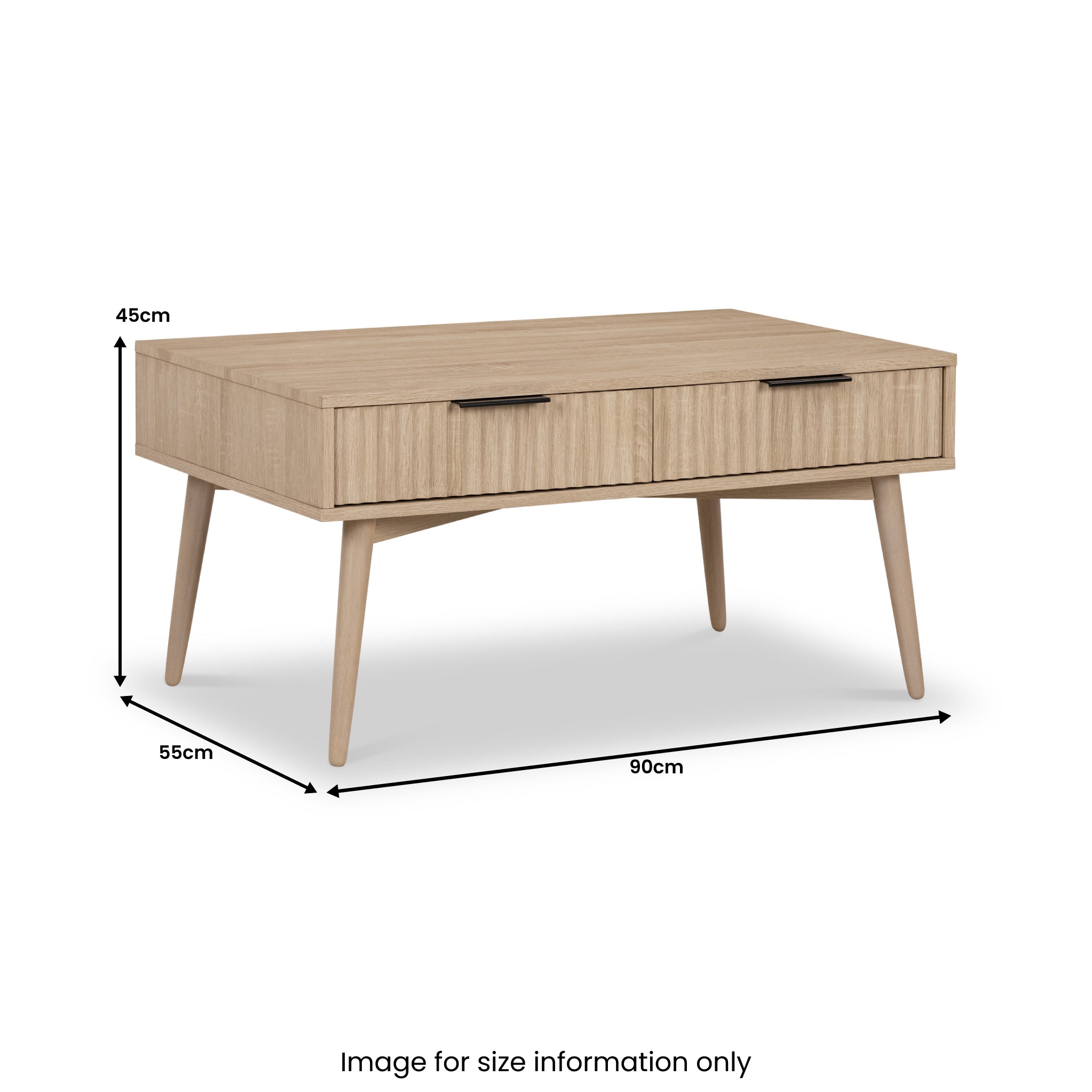 Jakob Oak 2 Drawer Grooved Coffee Table