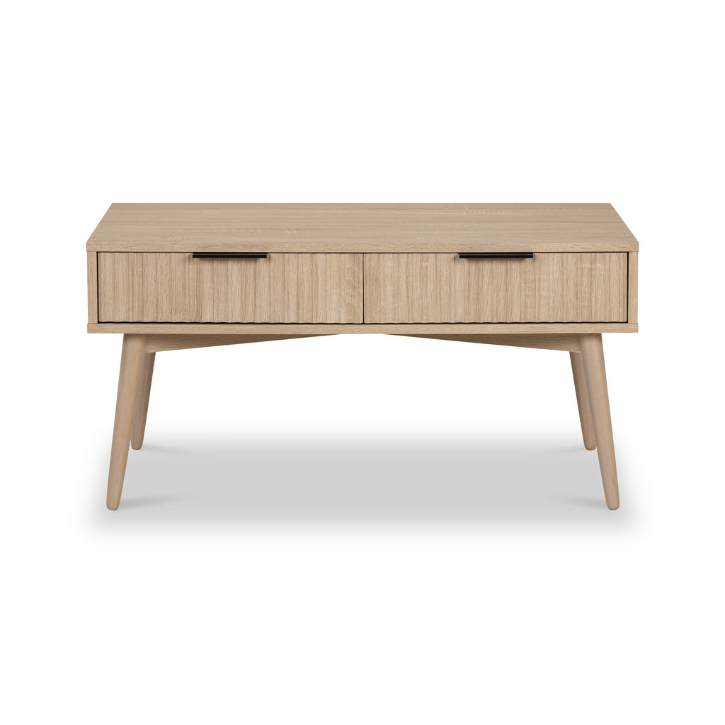 Jakob Oak 2 Drawer Grooved Coffee Table