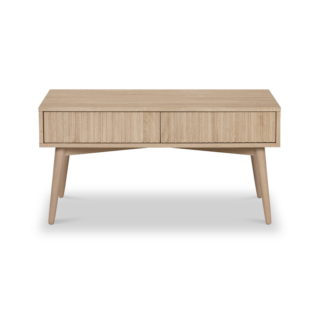 Jakob Oak 2 Drawer Grooved Coffee Table