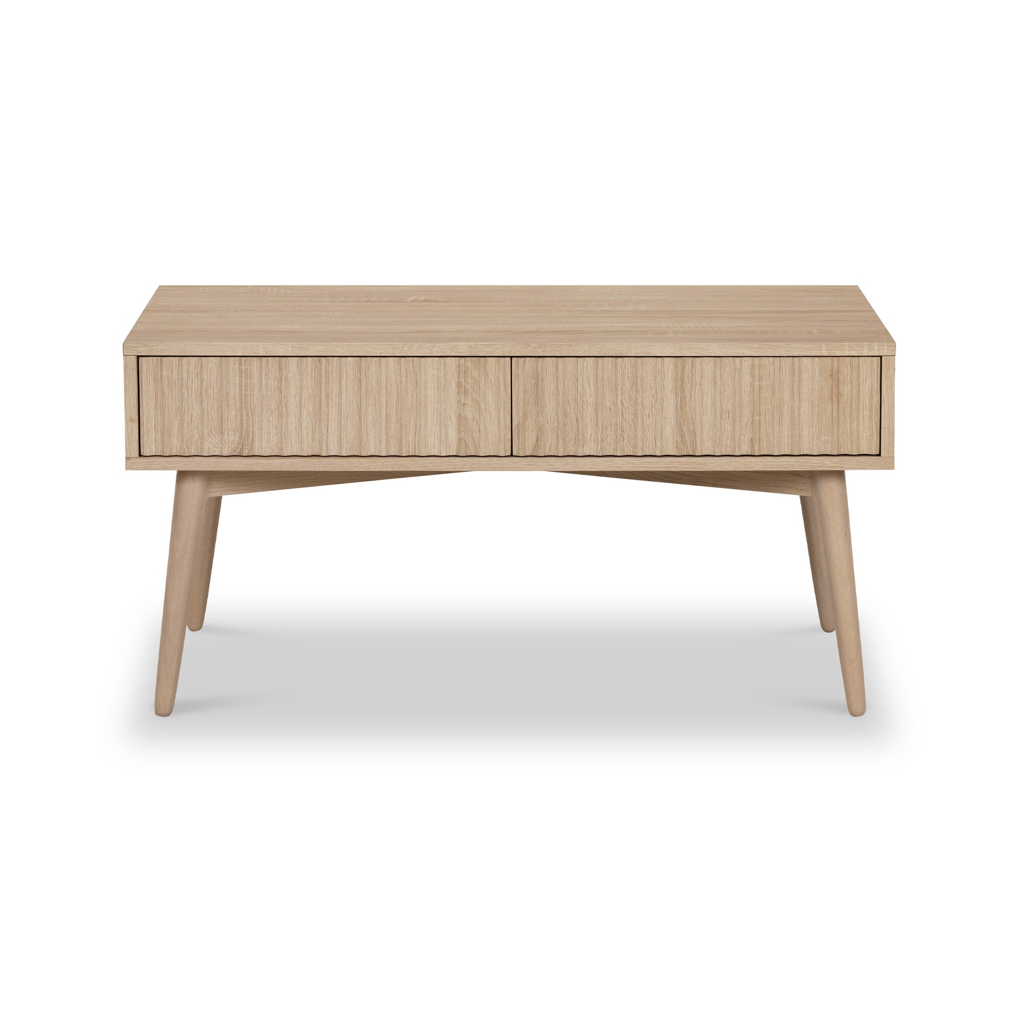 Jakob Oak 2 Drawer Grooved Coffee Table