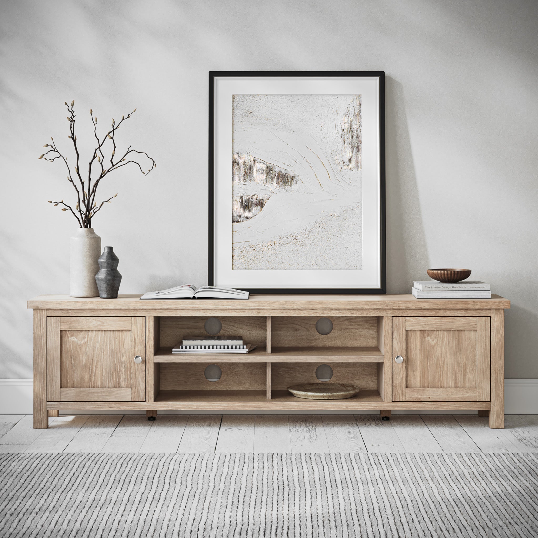 Farro Washed Oak 180cm Extra Wide TV Stand