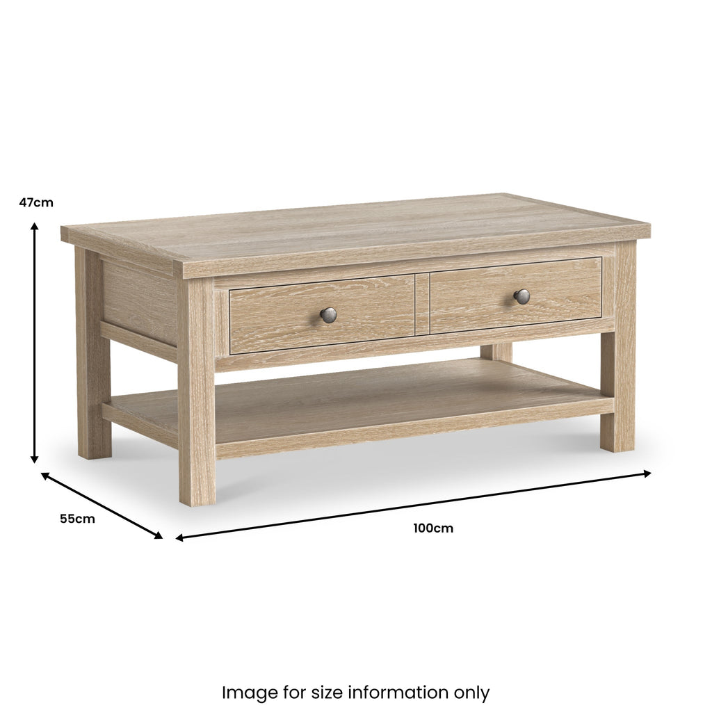 Trelan Washed Oak Coffee Table with Shelf