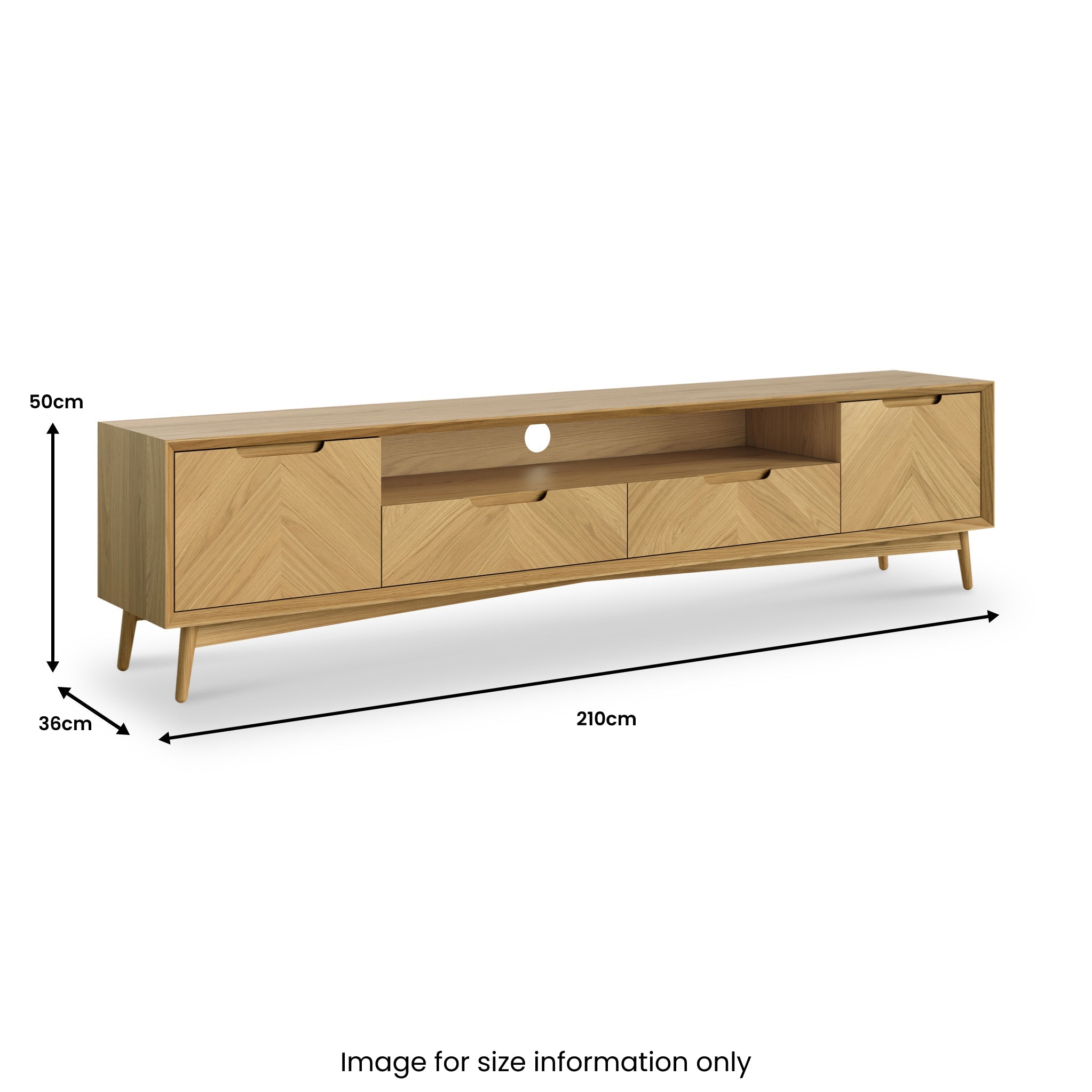 Flintham Oak 210cm Wide TV Unit