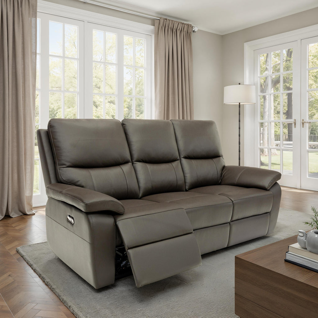 Oxley Leather 3 Seater Power Recliner
