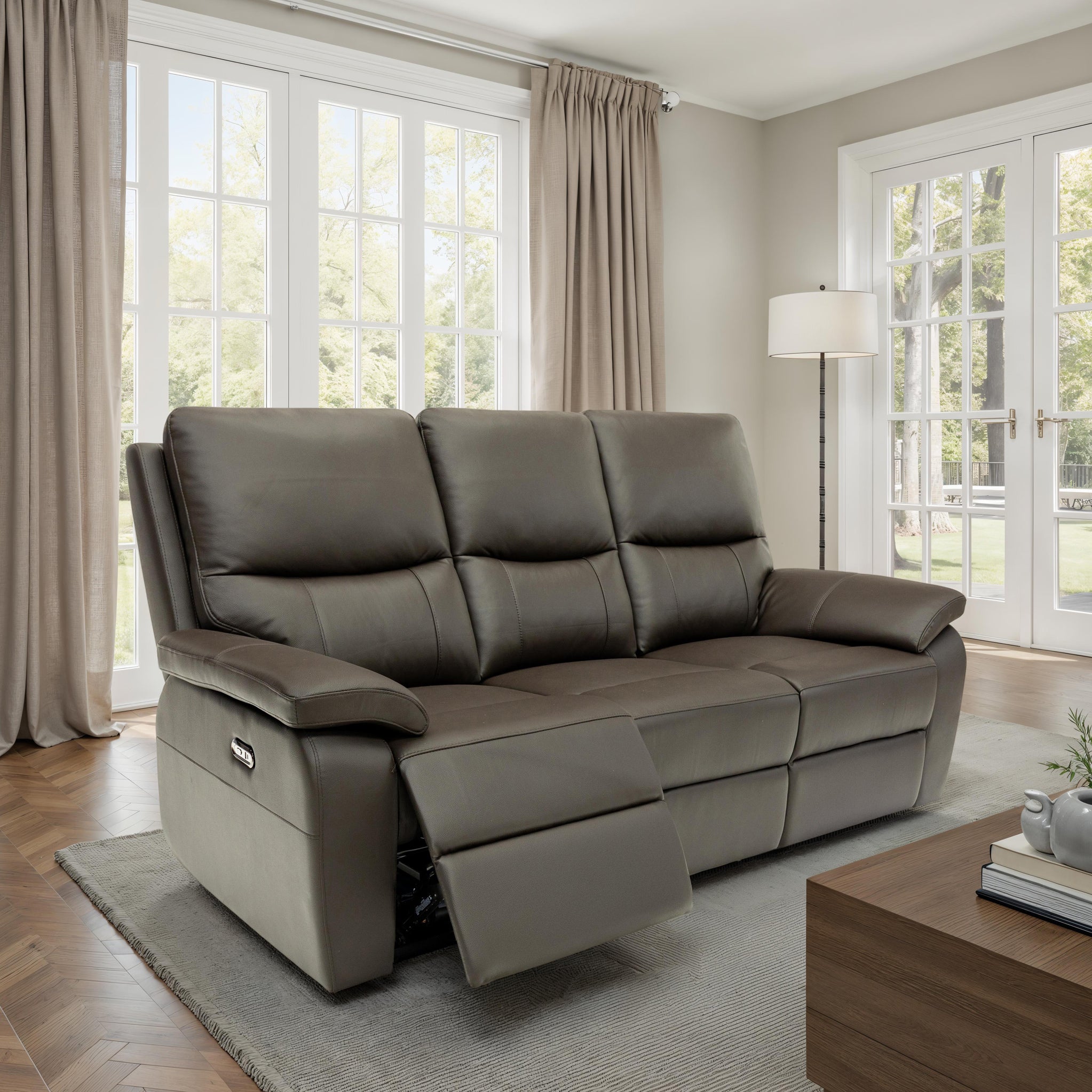 Oxley Leather 3 Seater Power Recliner
