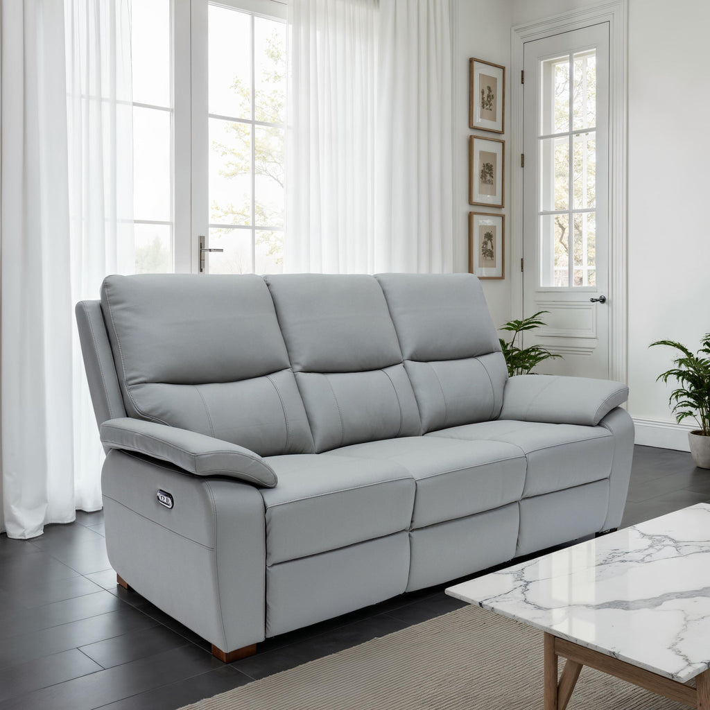 Oxley Leather 3 Seater Power Recliner