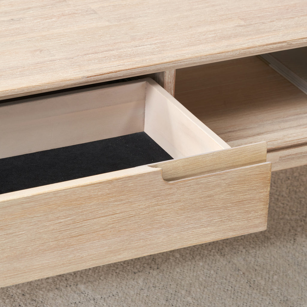 Gio White Sand Acacia 2 Drawer Coffee Table