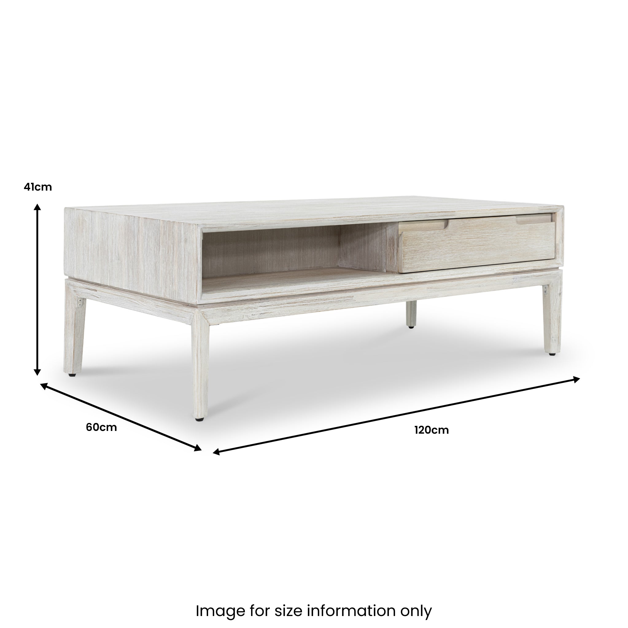 Gio White Sand Acacia 2 Drawer Coffee Table