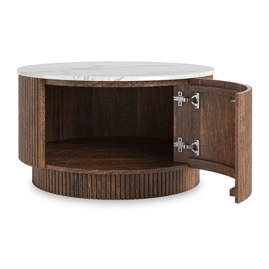 Milo Mango & Marble Round Fluted Coffee Table