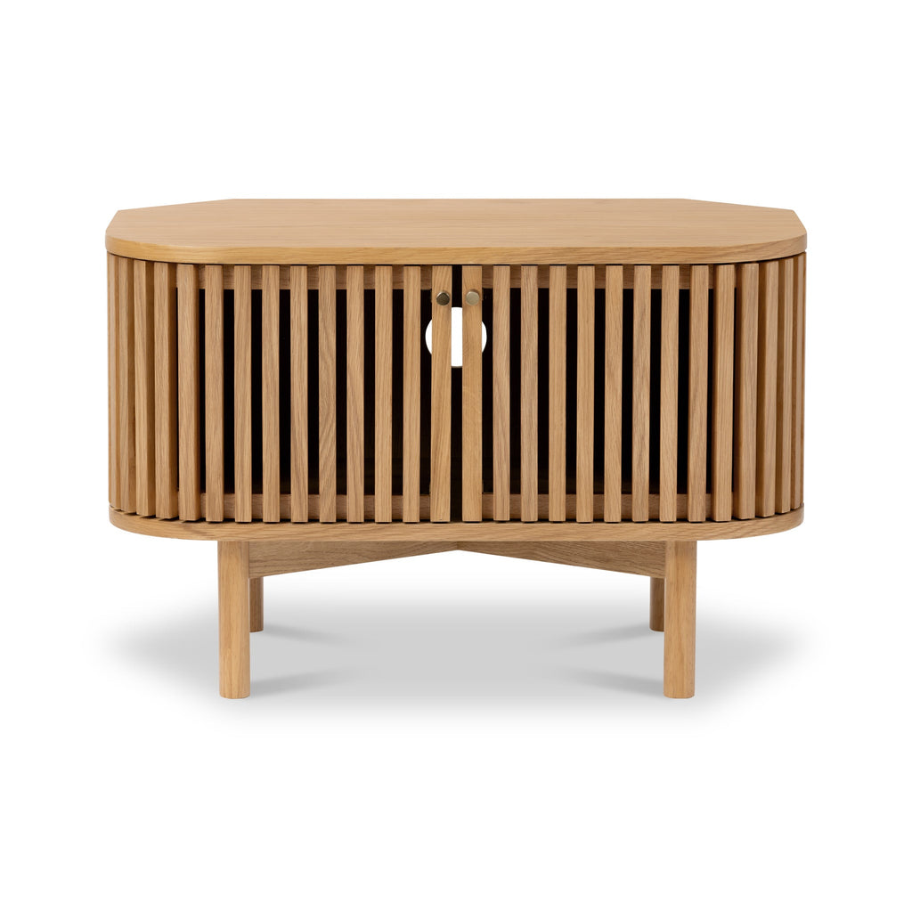 Shorwell Oak Slatted Corner TV Unit