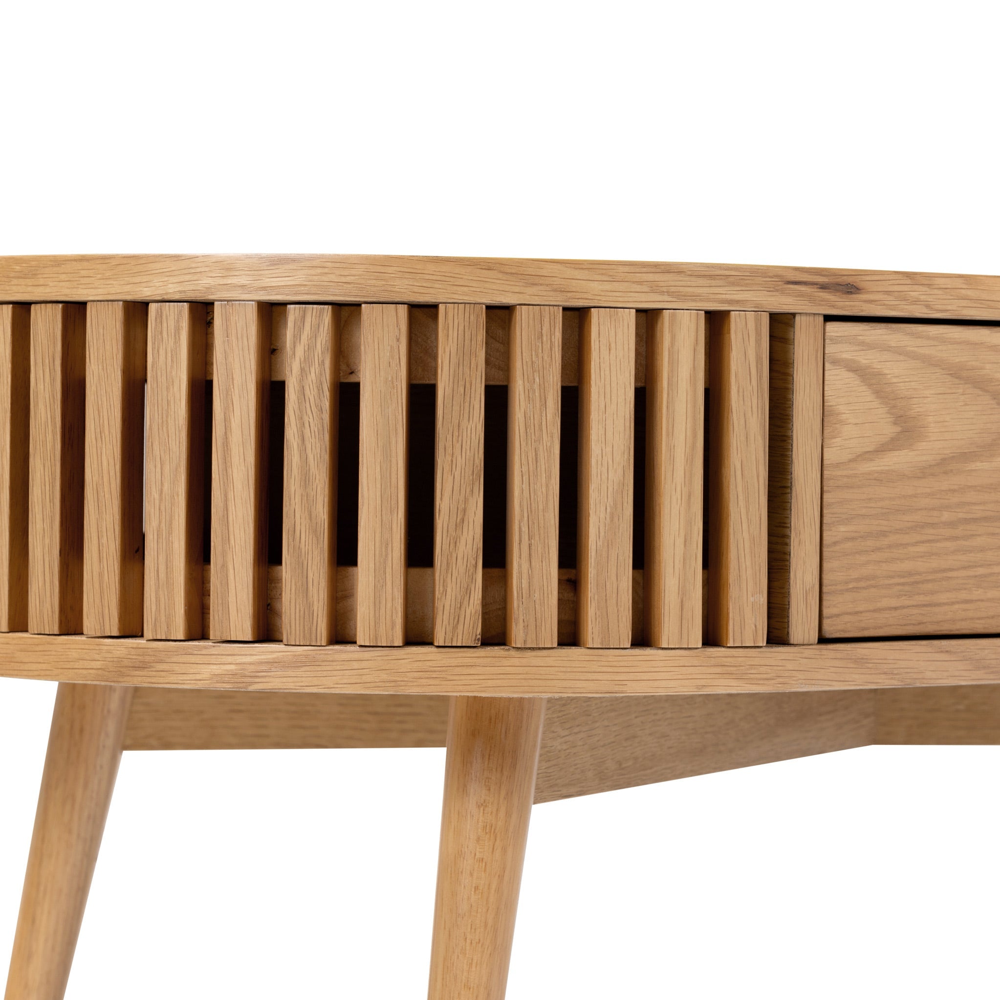 Shorwell Oak Slatted Oval 1 Drawer Coffee Table