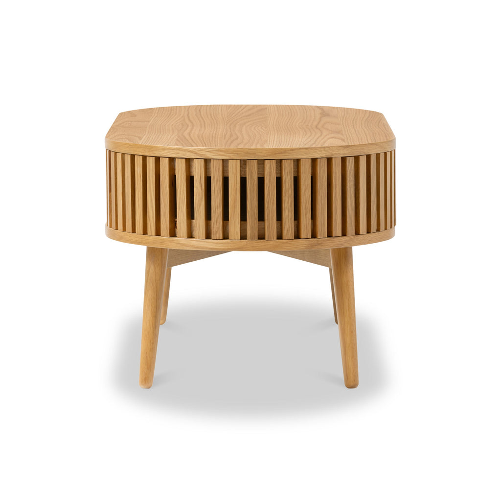Shorwell Oak Slatted Oval 1 Drawer Coffee Table