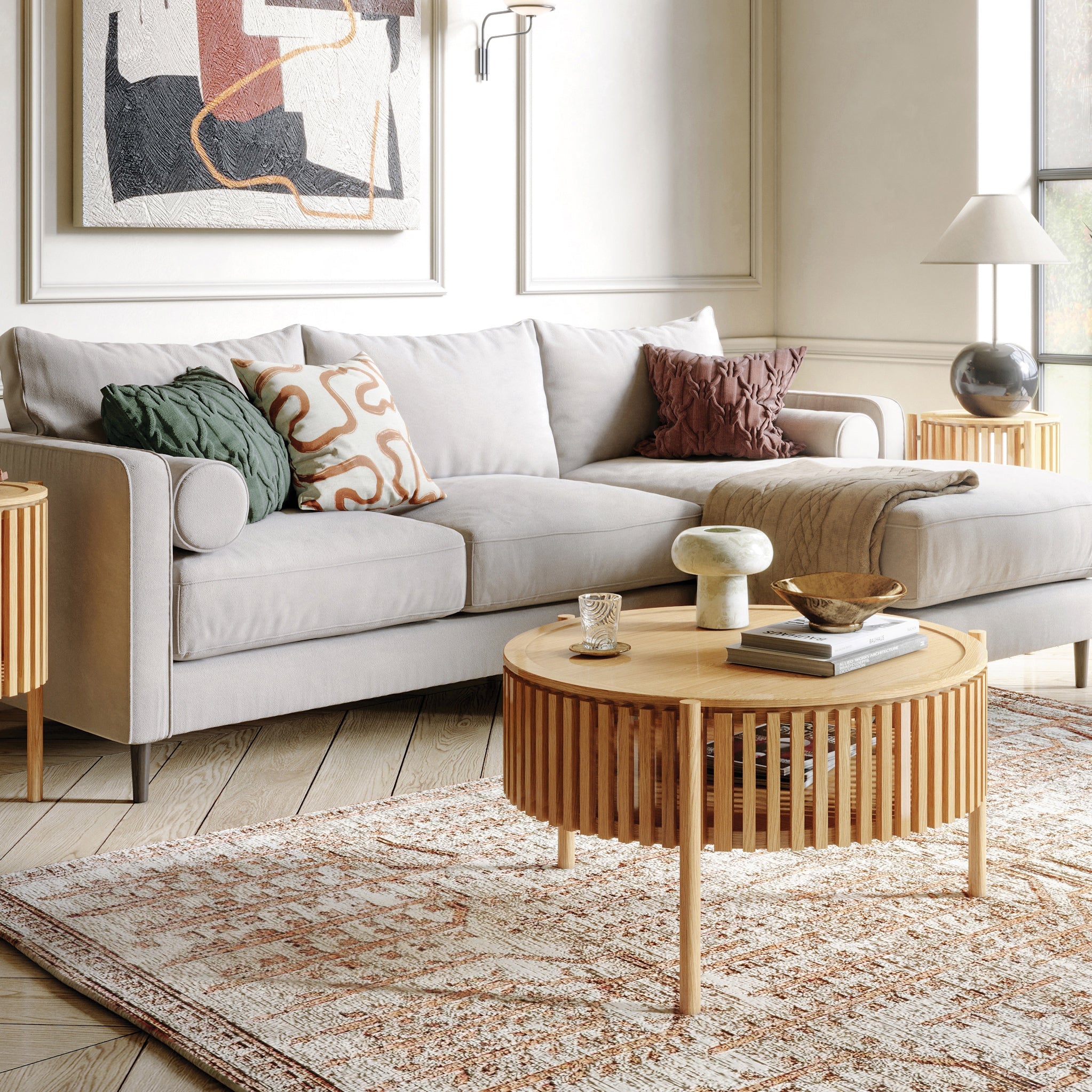 Shorwell Oak Slatted Story 2 Door Coffee Table
