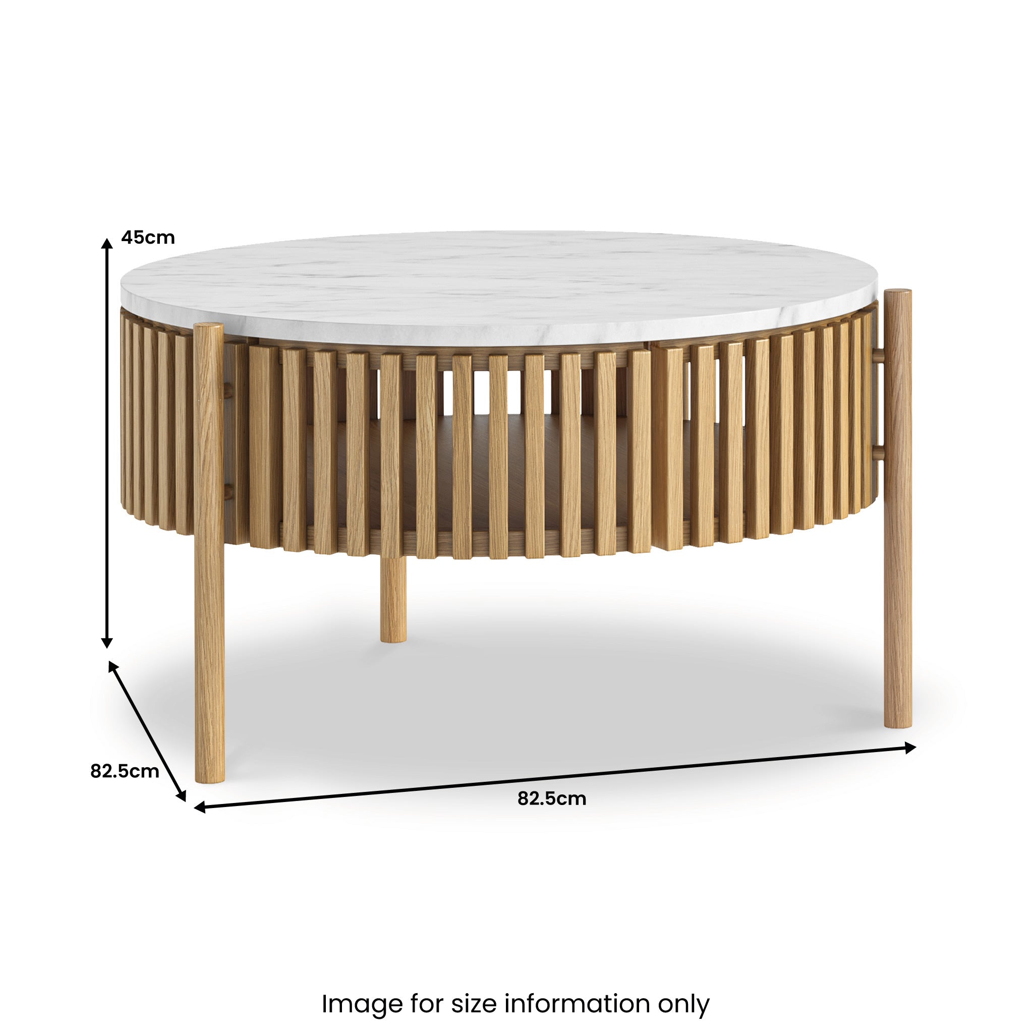 Shorwell Oak & Marble Slatted 1 Door Coffee Table