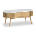 Shorwell Oak & Marble 1 Drawer Oval Coffee Table