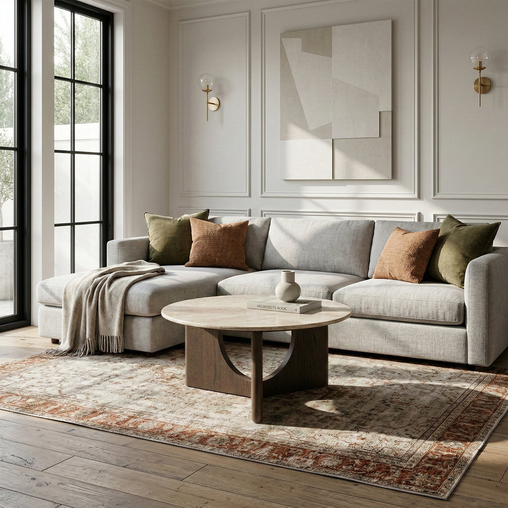 Mylor Travertine Top Coffee Table